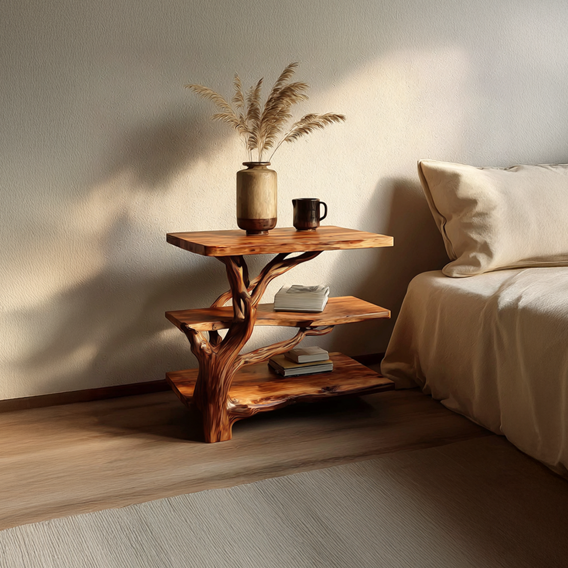 Rustic Tree Bedside Table Bedroom SINLSABT073