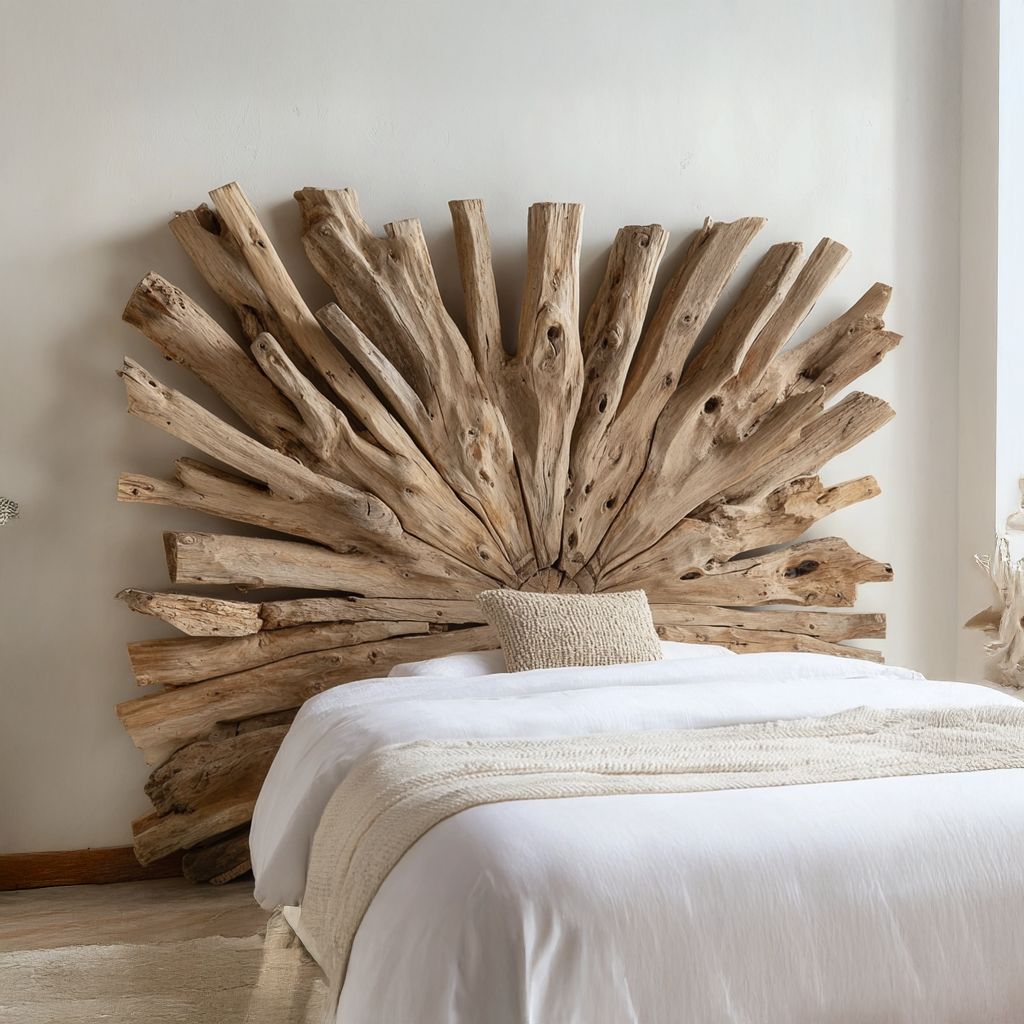 Driftwood Headboard Vintage Decor Bedroom Gift SINLSADH001