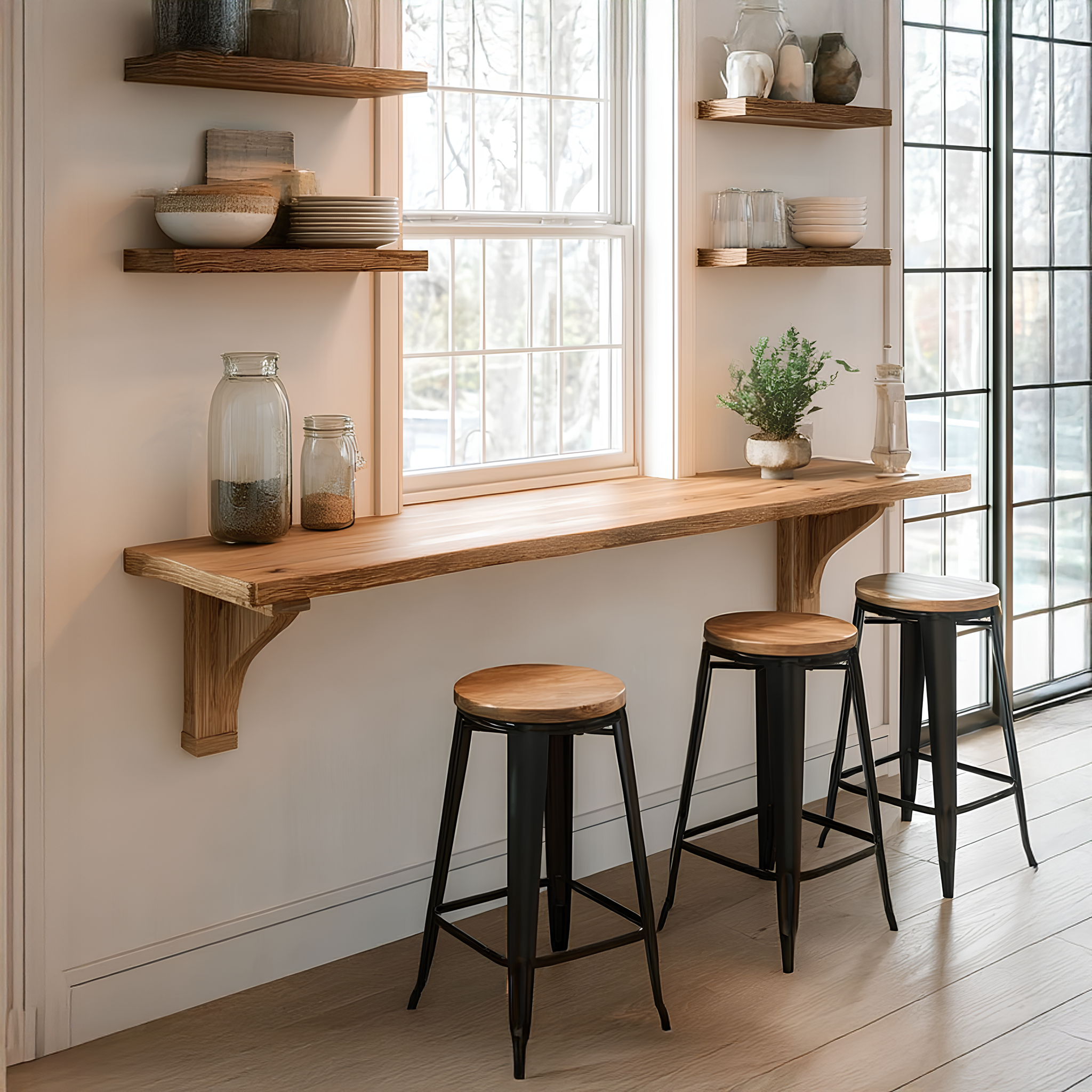 Wall Bar Table Solid Wood Minimalist Style Gift SINLSAFL073