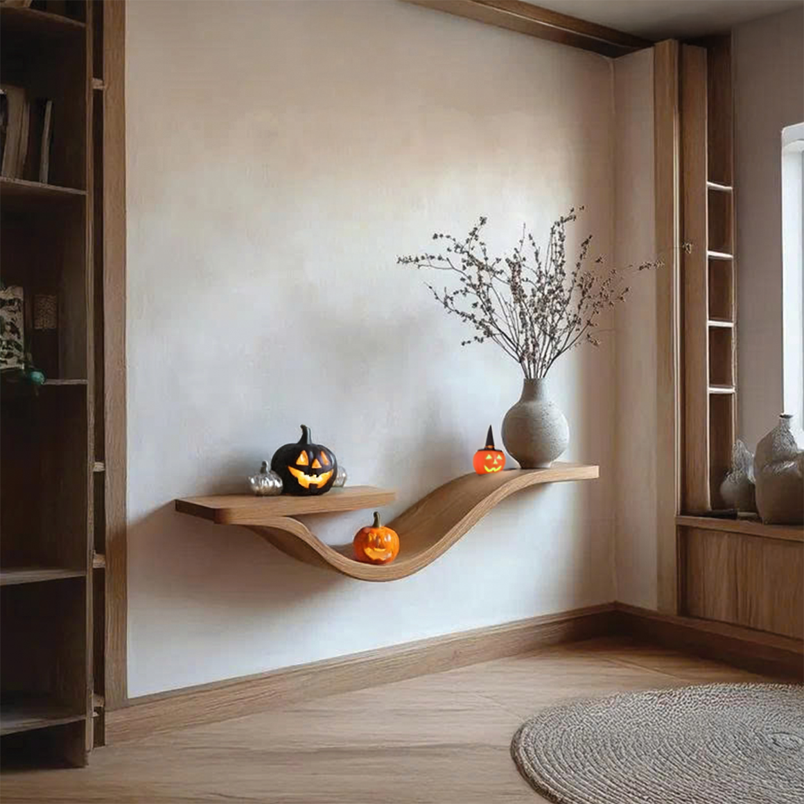 Mid Century Halloween Curved Shelf Bedroom SINLSAHW015