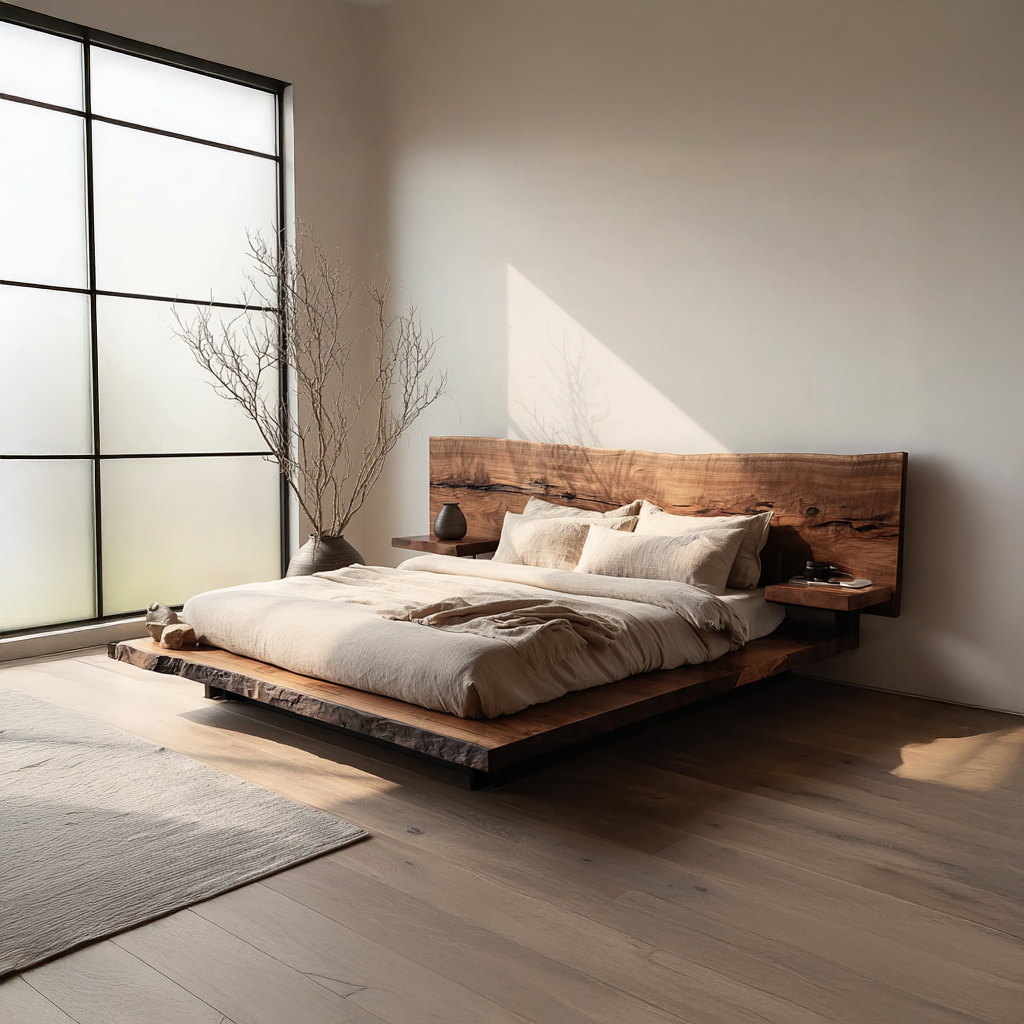 Rustic Wooden Bedframe Farmhouse Bedroom SINLSAWB028