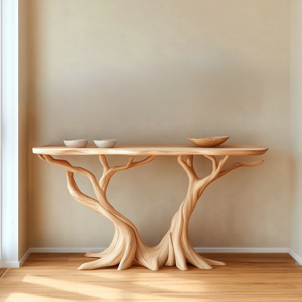 Nature Inspired Console Table Solid Wood Farmhouse Gift SINLSACS093