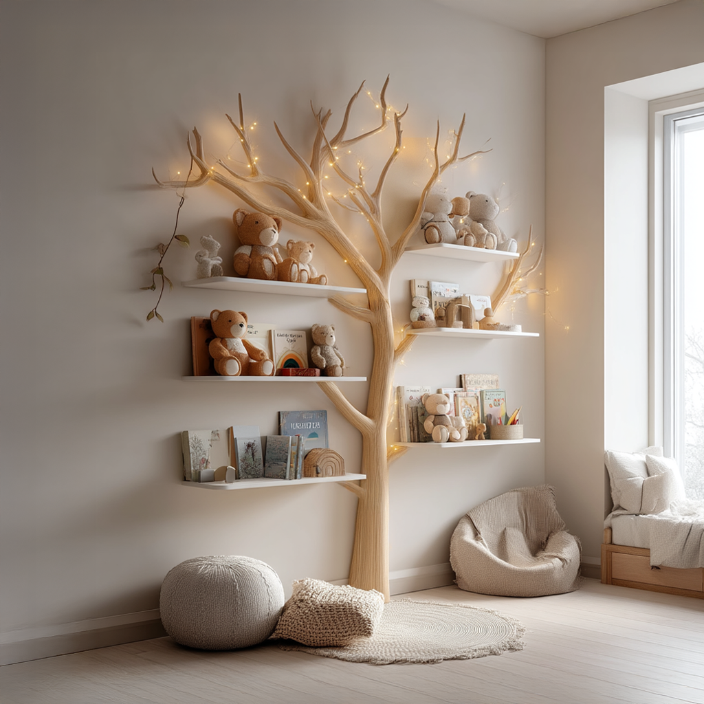 Rustic Tree Bookshelf Nursery Bedroom SINLSATB257