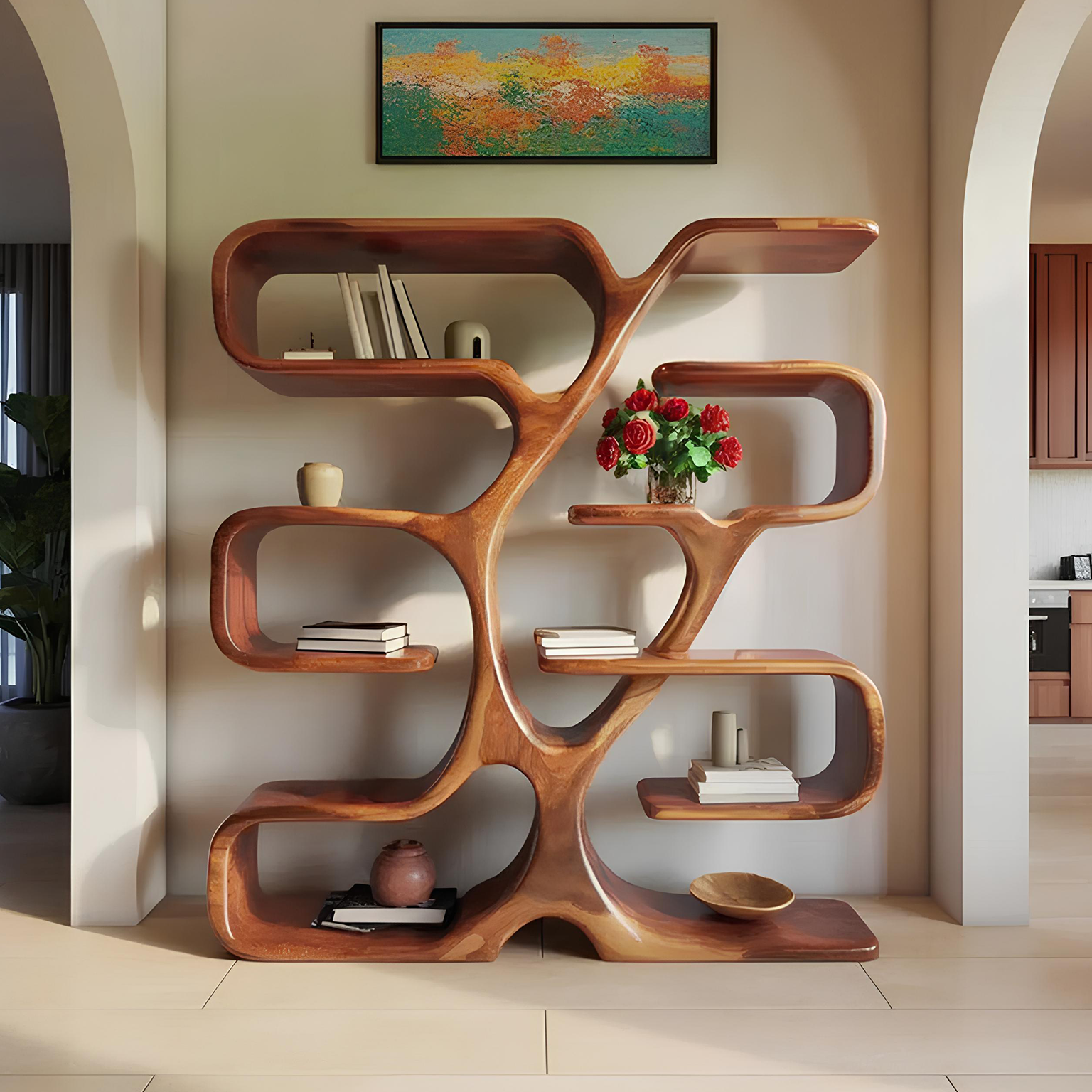 Artistic Bookshelf Solid Wood Modern Home Gift SINLSATB195