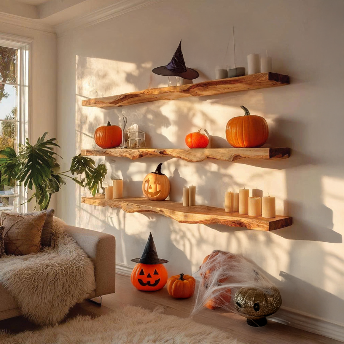 Rustic Halloween Floating Shelf Entryway SINLSAHW010