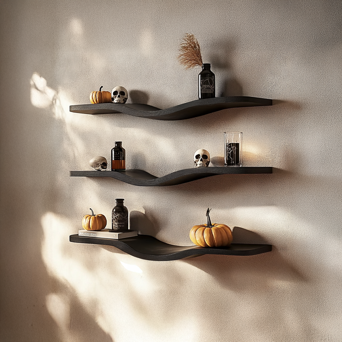 Mid Century Wavy Shelf Halloween Wall Living Room Decor SINLSAWV016