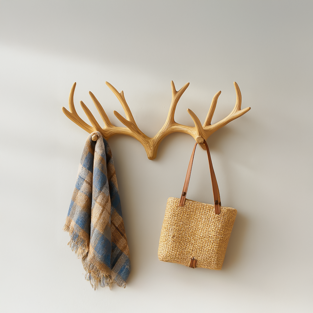 Rustic Minimalist Antler Coat Rack Wall Decor SINLSATCR020