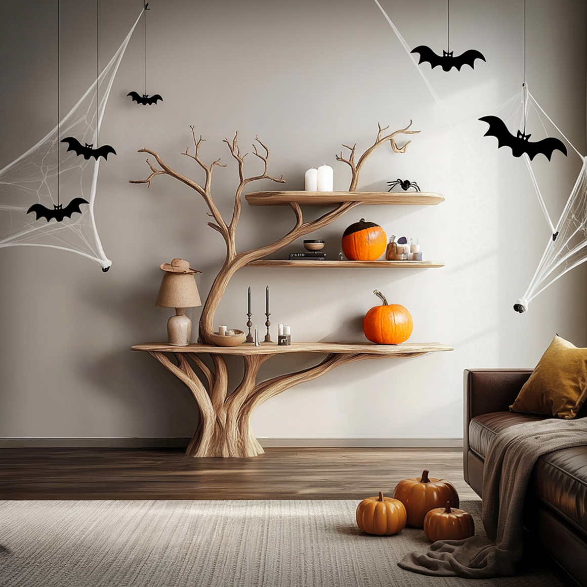 Rustic Halloween Tree Console Table Living Room Decor SINLSAHW020