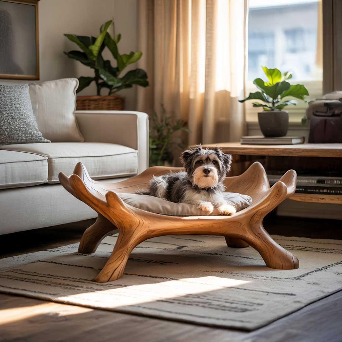 Rustic Sculptural Pet Bed For Living Room Or Home Space SINLSAPB003