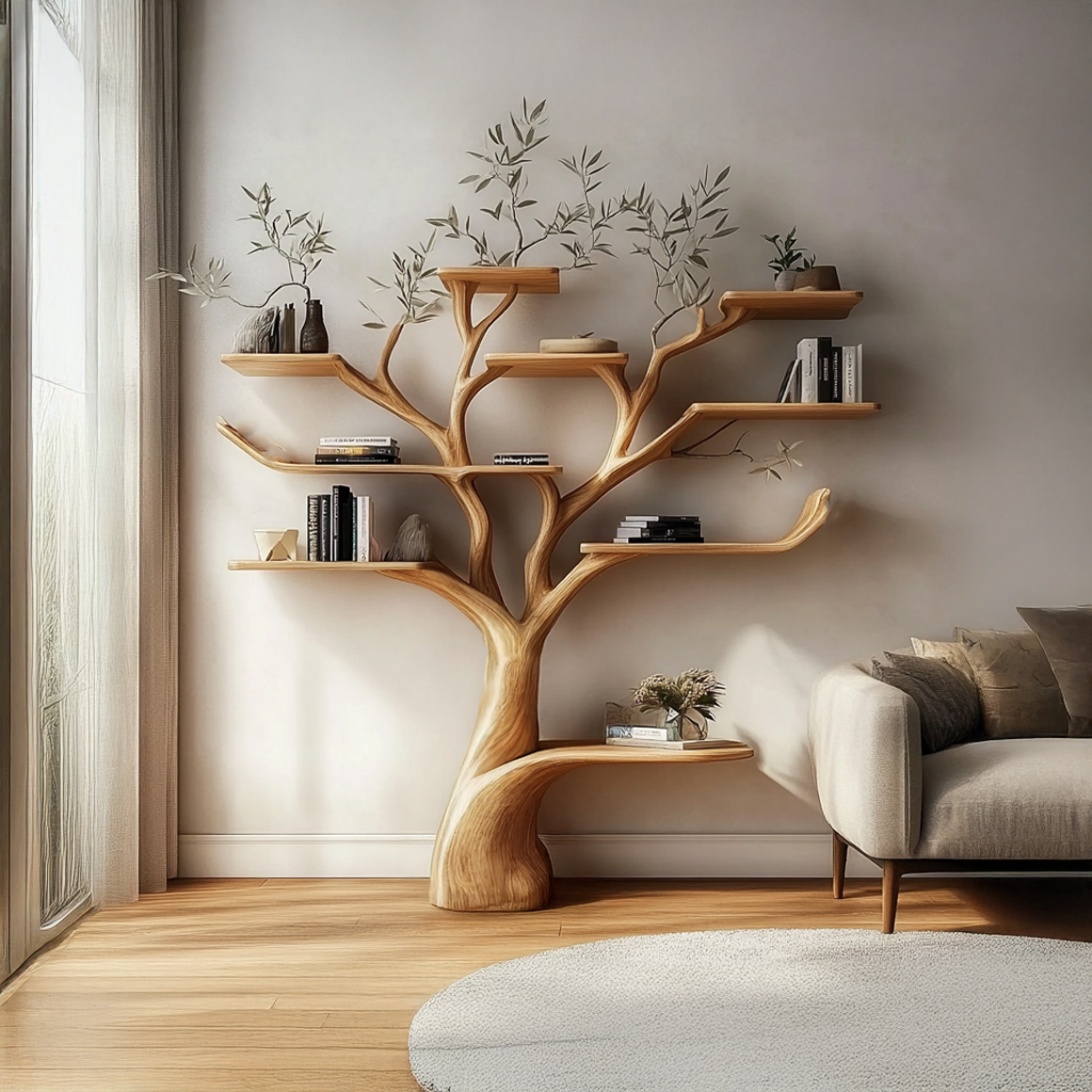 Walnut Tree Shelf Handmade Living Room Decor Gift SINLSATB501