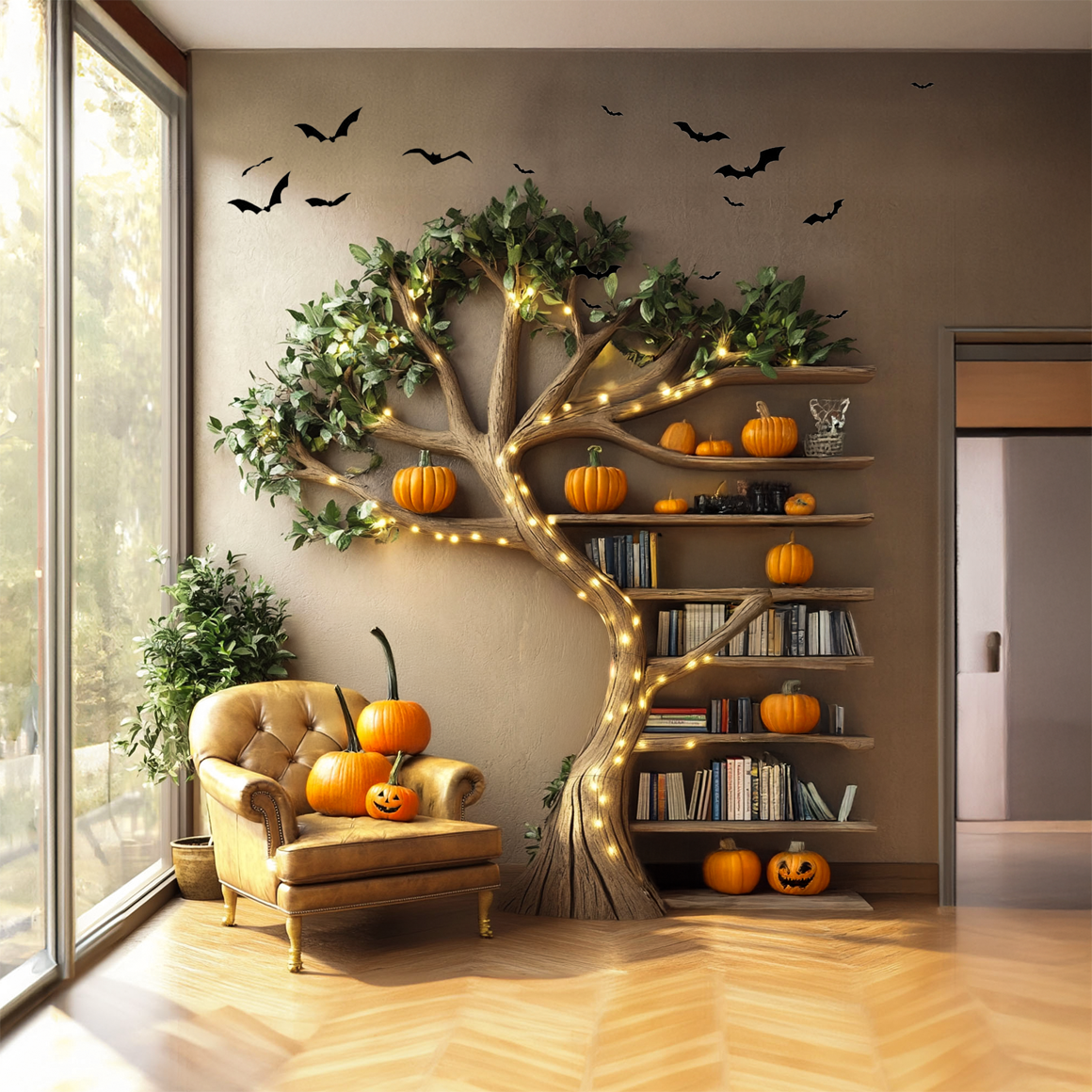Tree Branch Bookshelf Floating Bookshelf Living Room Halloween SINLSAHW005