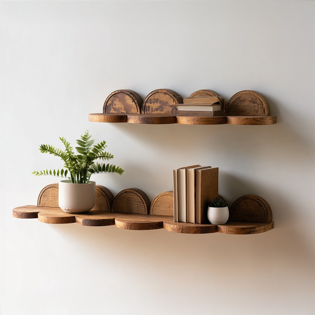 Floating Corner Shelf Solid Wood Home Accent Gift SINLSAFL078