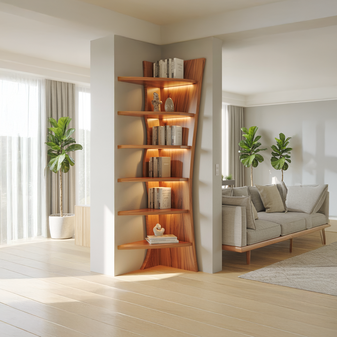 Rustic Corner Bookshelf Decor Cozy Room SINLSASC291