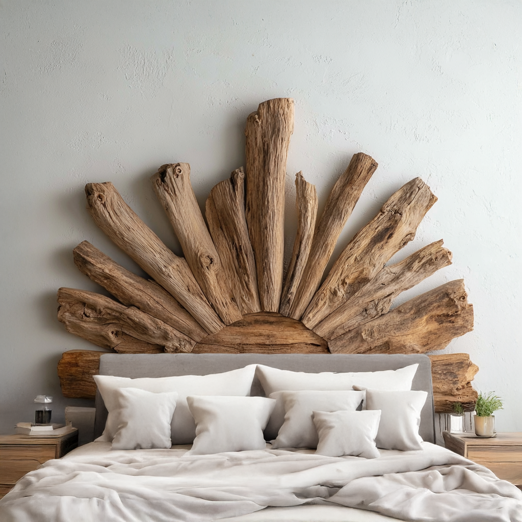 Rustic Driftwood Headboard Vintage Decor Bedroom Gift Her SINLSADH002