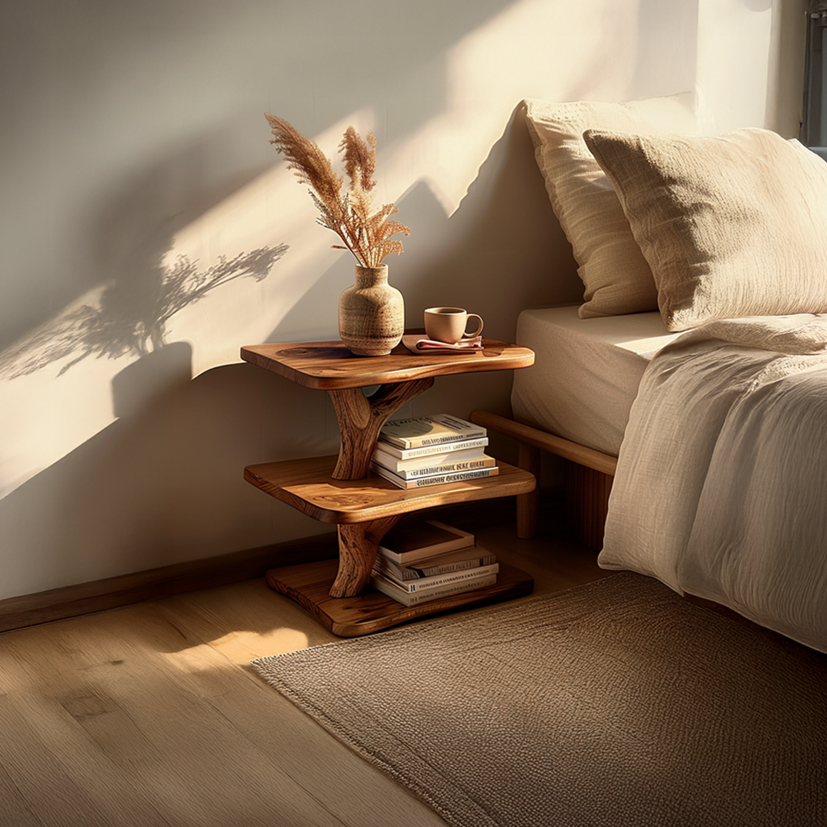 Rustic Tree Bedside Shelf Bedroom SINLSABT074