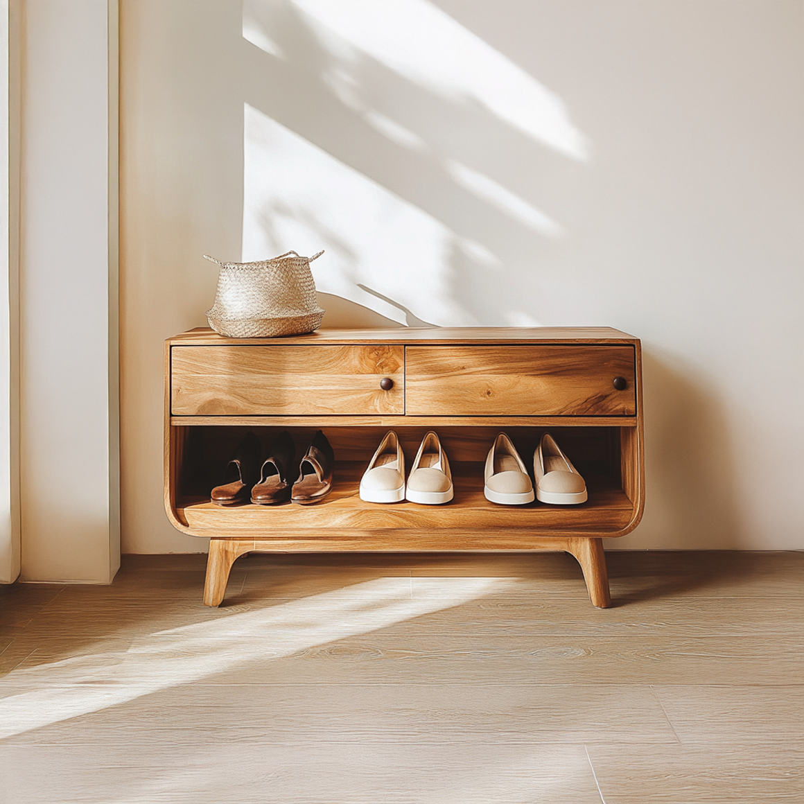 Mid Century Light Form Shoe Storage Entryway And Bedroom SINLSASB071