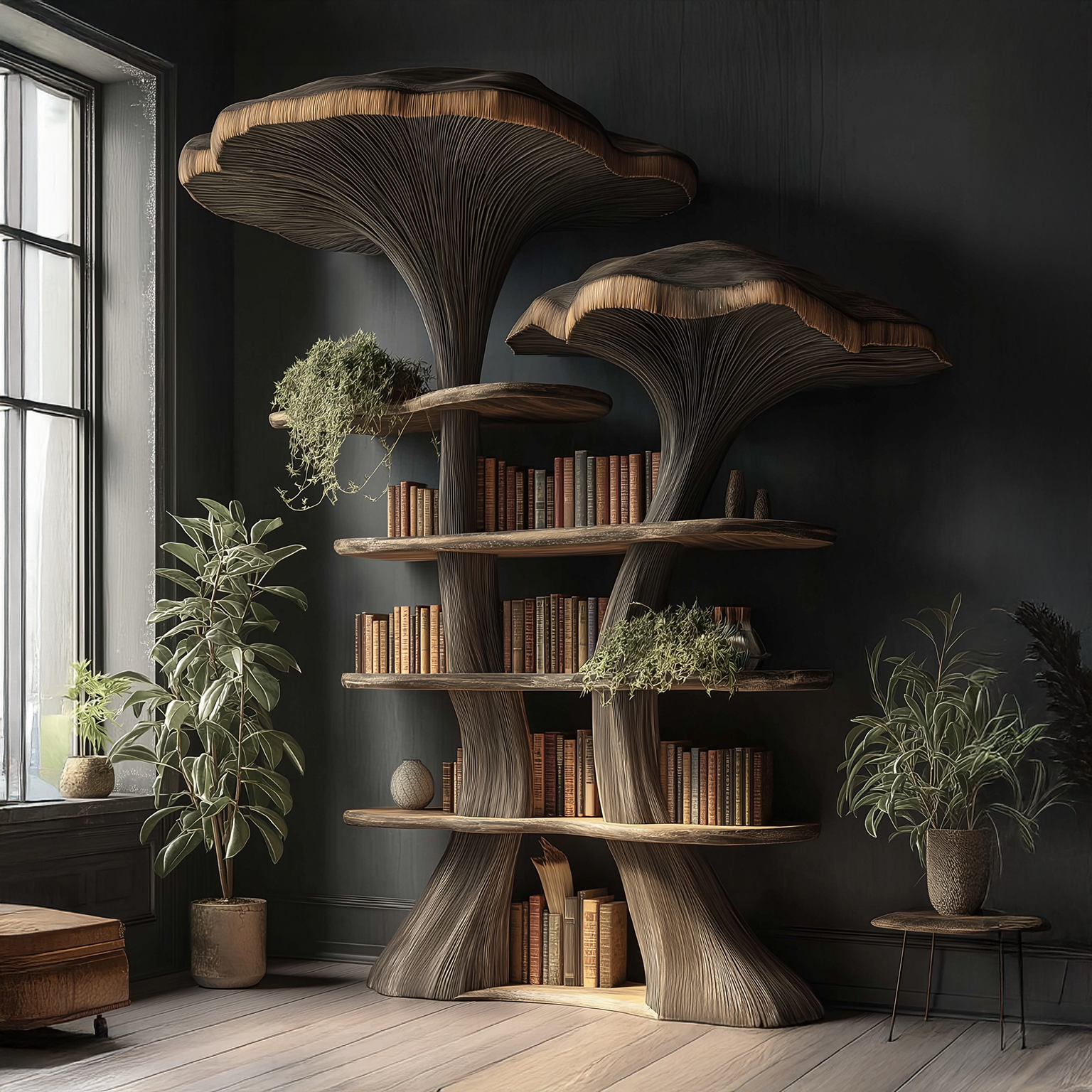 Mushroom Tree Bookshelf Wooden Nature Inspired Fantasy Gift SINLSATB184