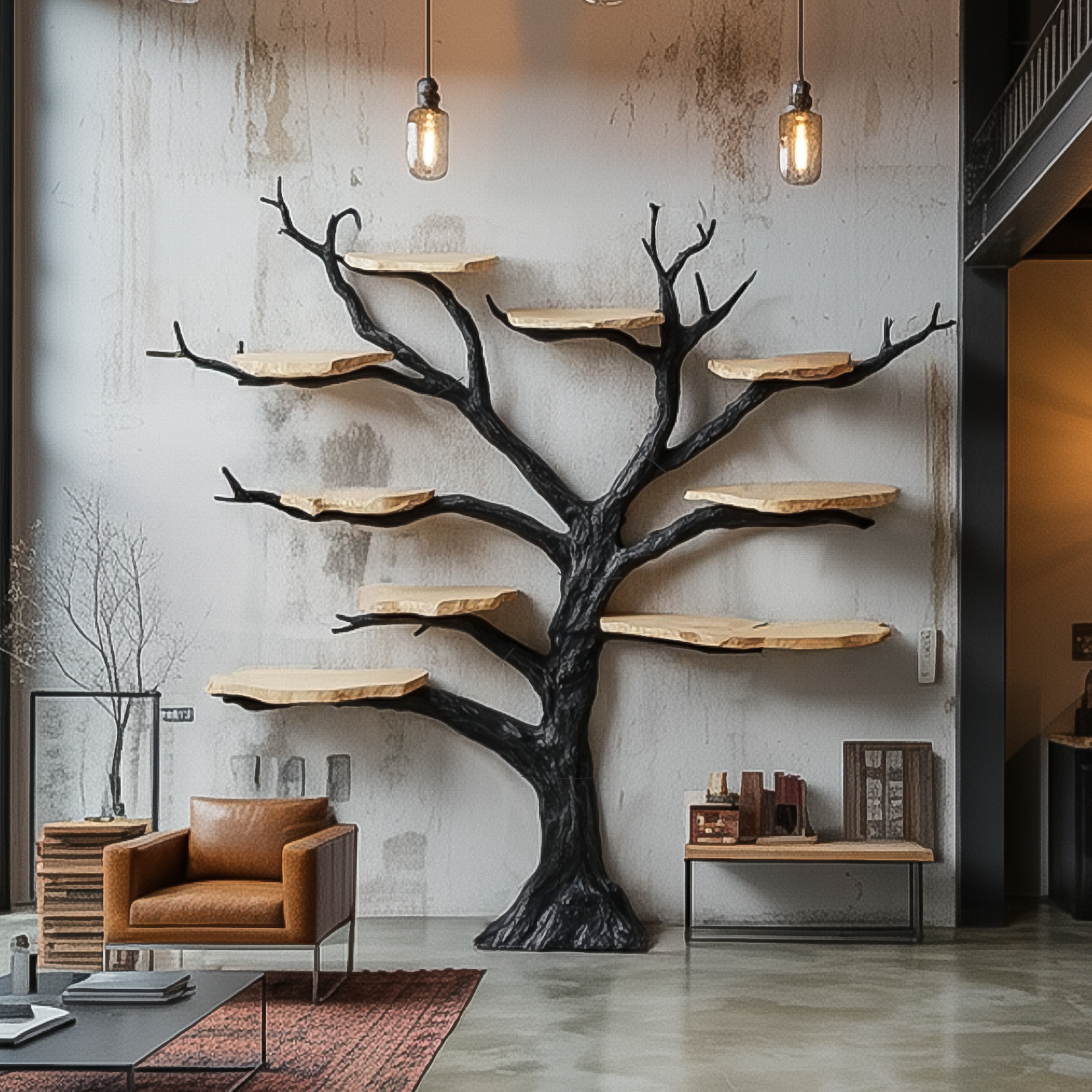 Rustic Organic Tree Wall Shelf Artistic Home Decor SINLSATB563