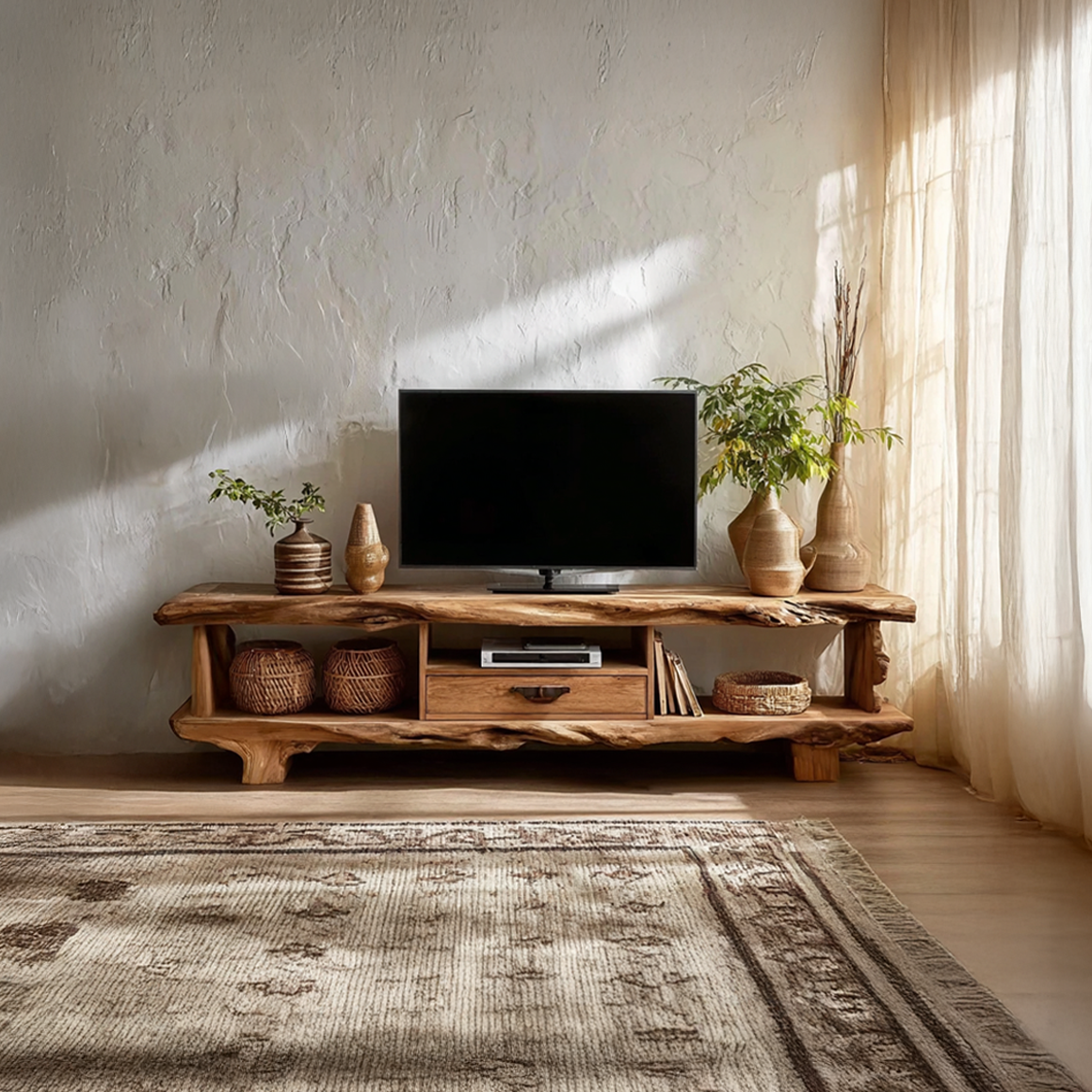 Rustic Live Edge TV Stand Living Room Furniture SINLSASC214