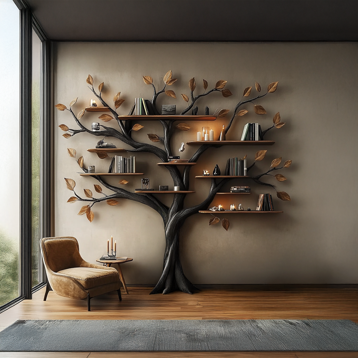 Rustic Halloween Tree Bookshelf Bedroom Wall Display SINLSATB461