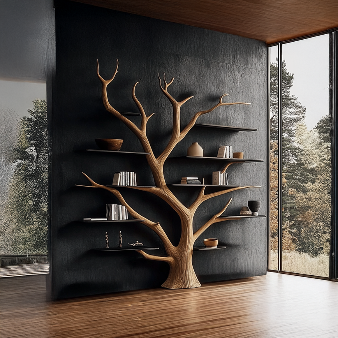 Rustic Artistic Tree Bookshelf Living Room or Home Library Decor SINLSATB346