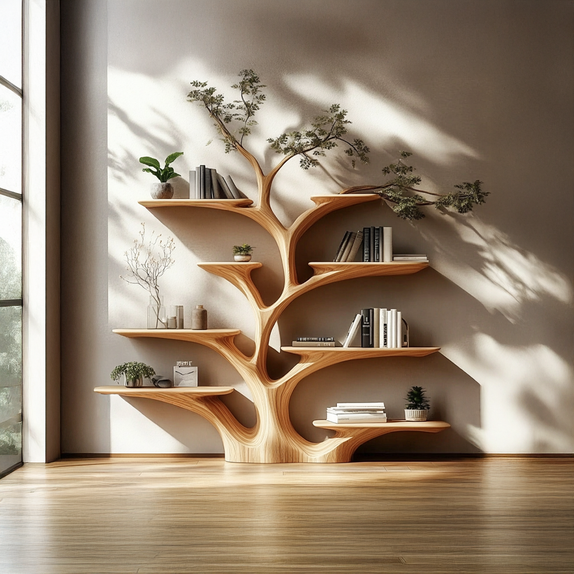 Tree Bookshelf Solid Wood Handmade Decor Home Gift Her SINLSATB499
