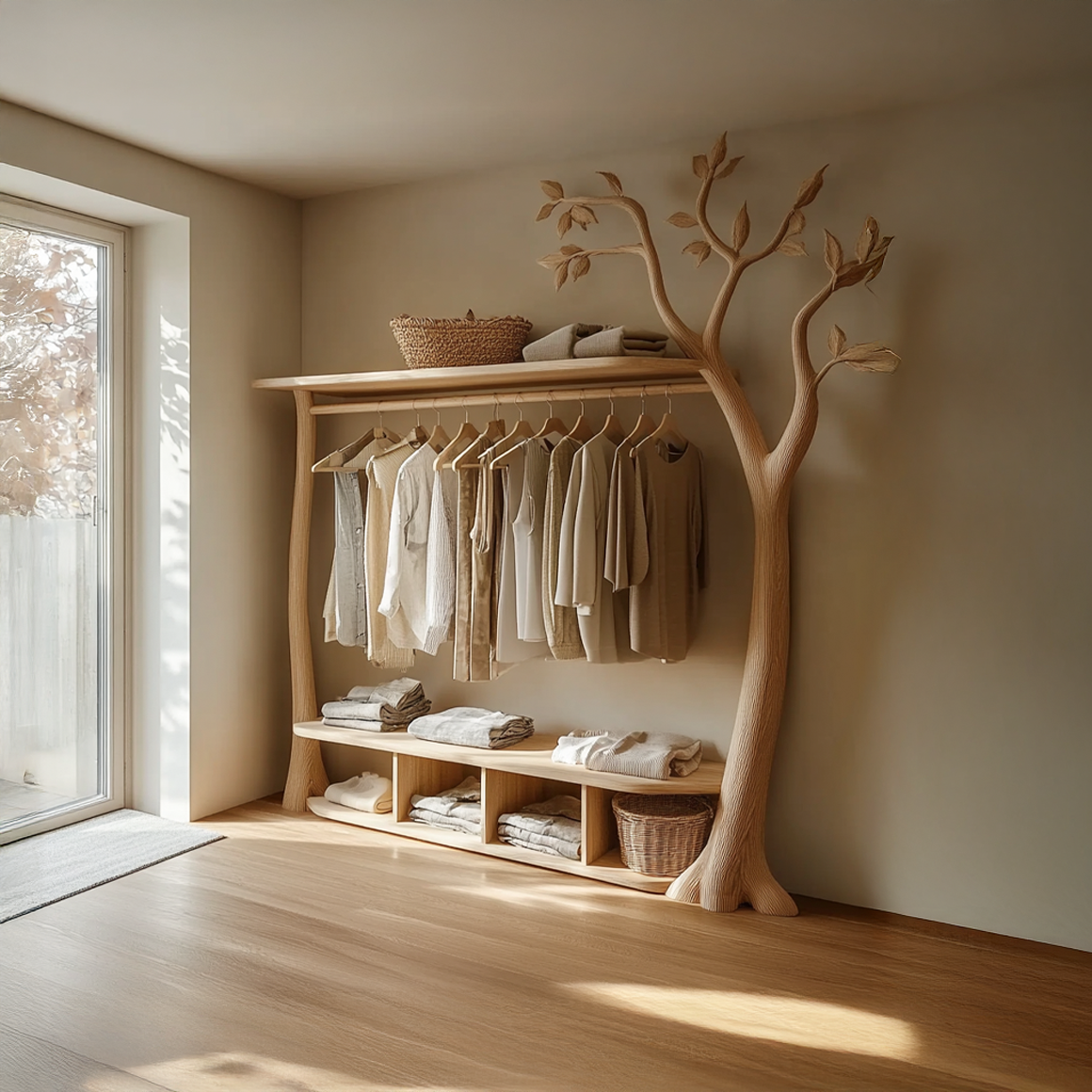 Rustic Tree Clothing Stand Bedroom Mudroom Entryway SINLSATCR040