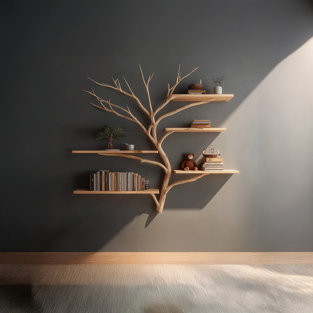 Midcentury Tree Bookshelf Study Room SINLSATBS031