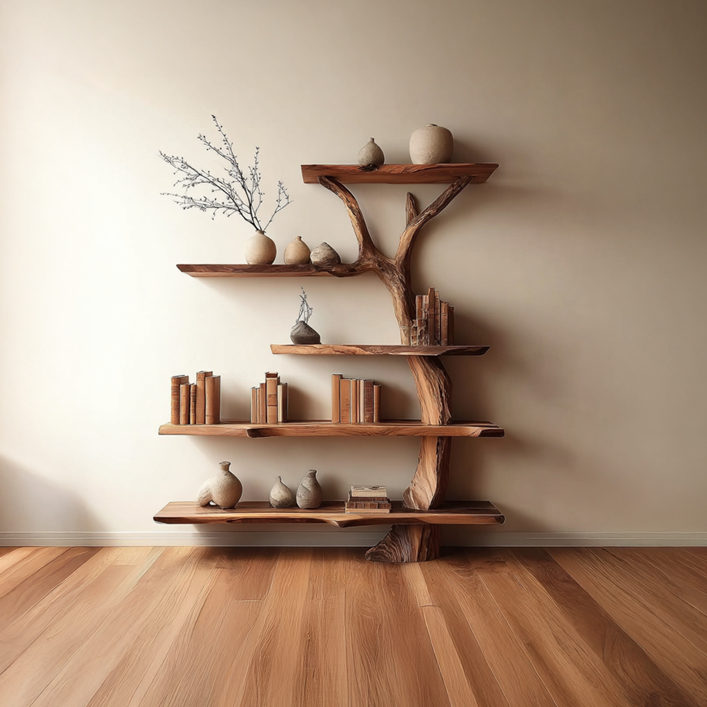 Midcentury Tree Bookshelf Office Entry SINLSATB218