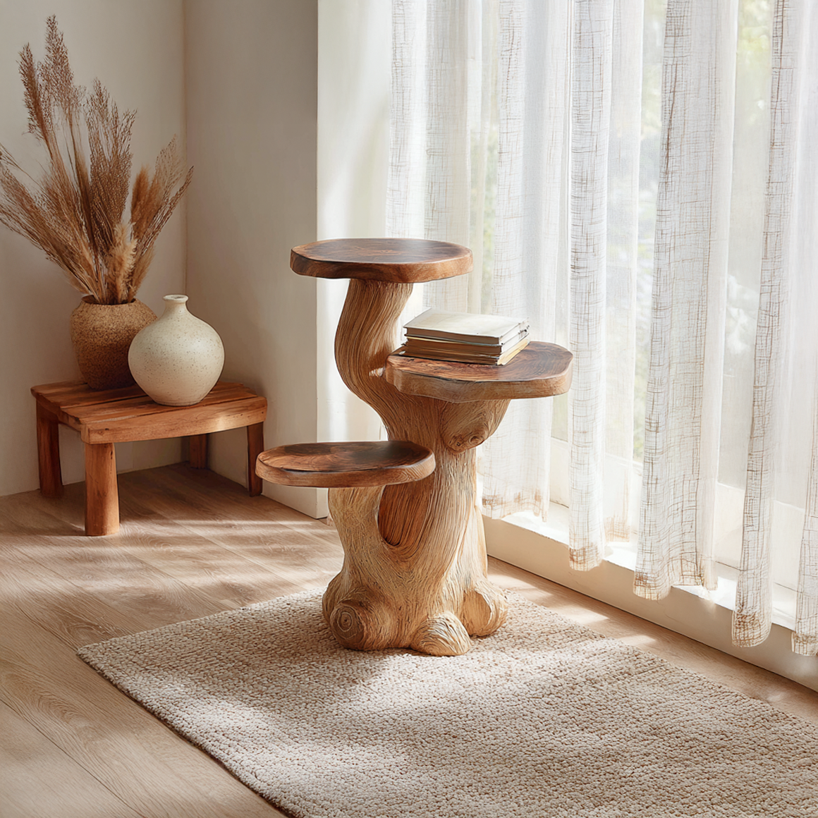 Rustic Mushroom Side Table Reading Nook SINLSABT102