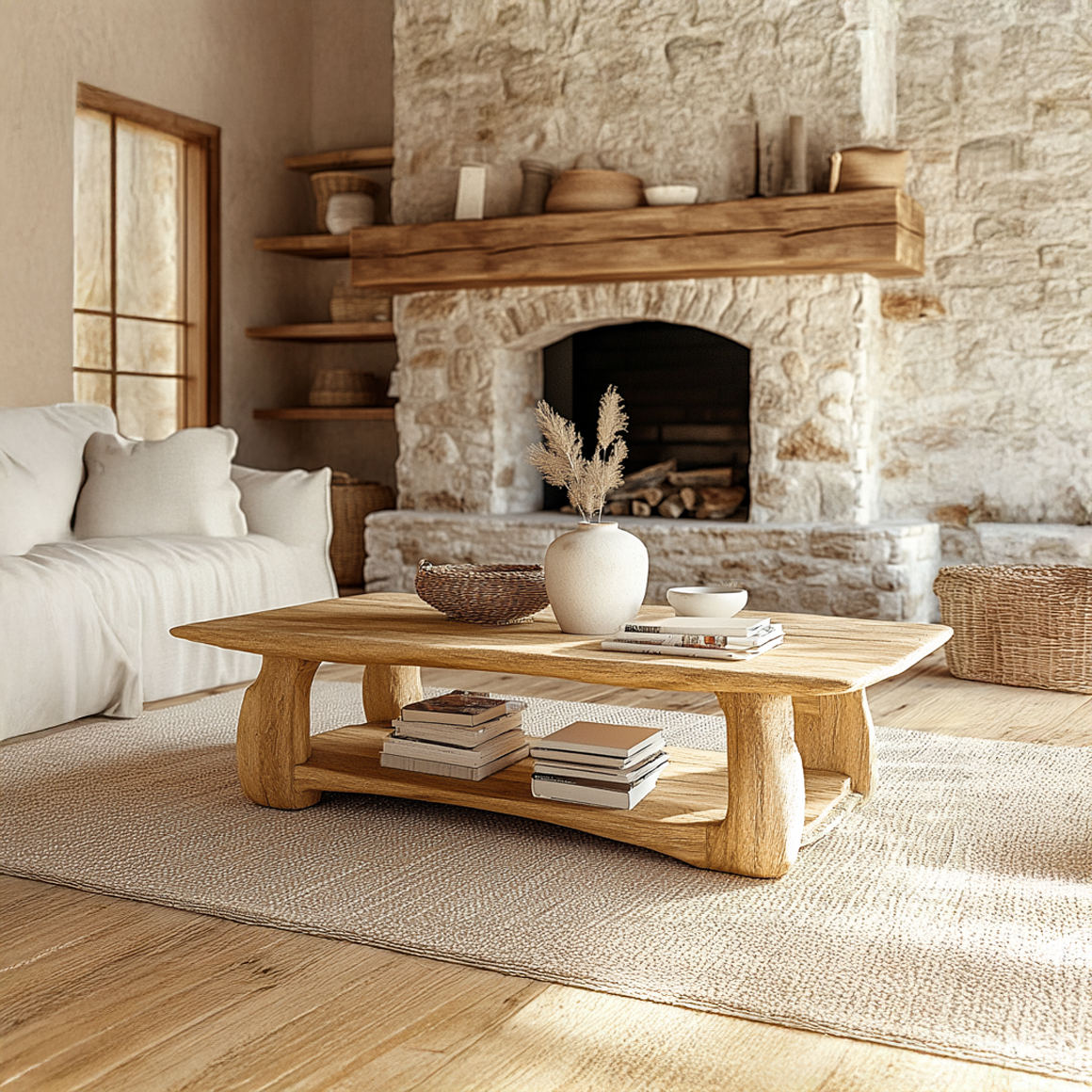 Rustic Scandinavian Coffee Table Living Room SINLSACF231