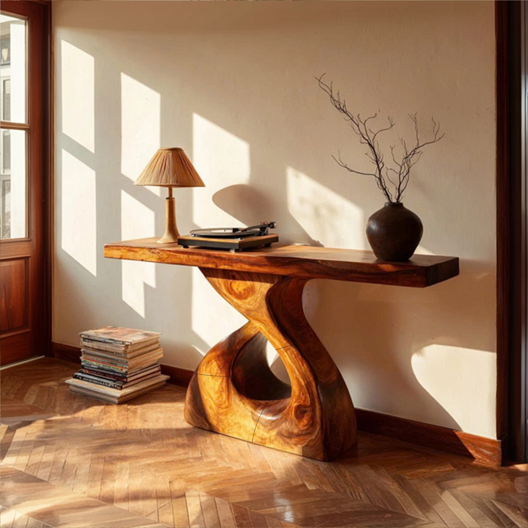 Rustic Console Table Natural Edge Wood Root Entryway SINLKICS412