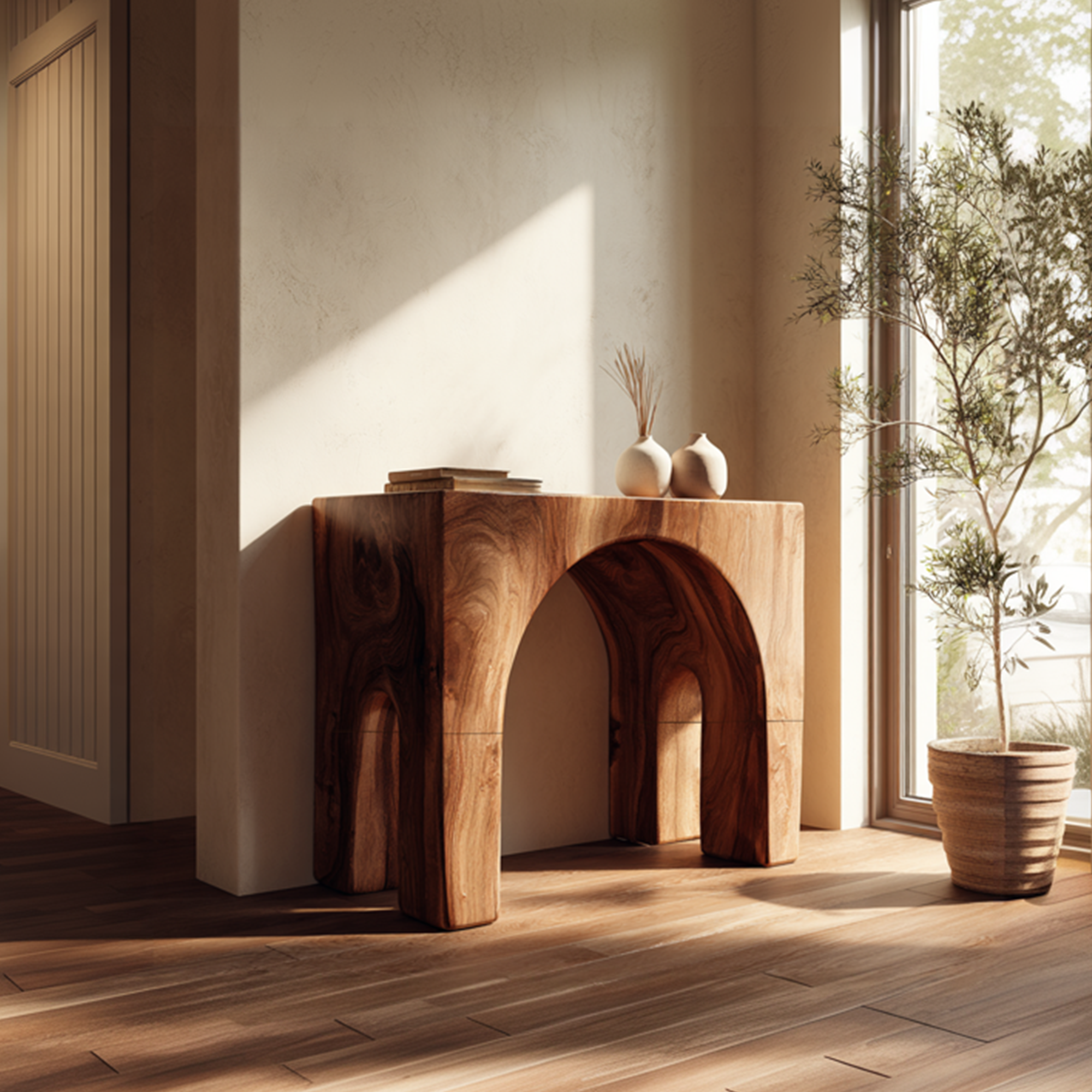 Mid Century Modern Console Live Edge Wood Hallway SINLKICS411