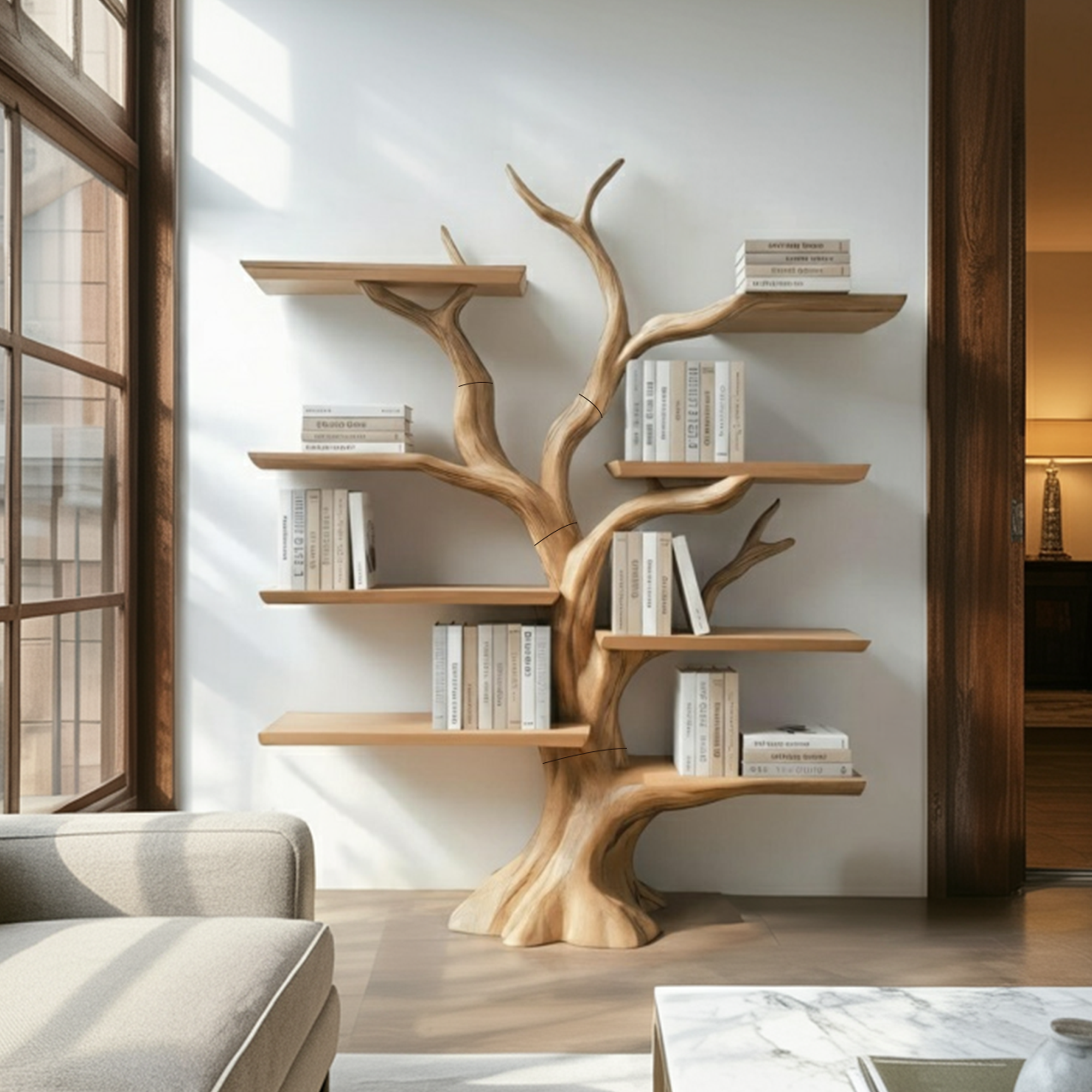 Rustic Organic Tree Shelf Living Room Or Entryway SINLKITB575