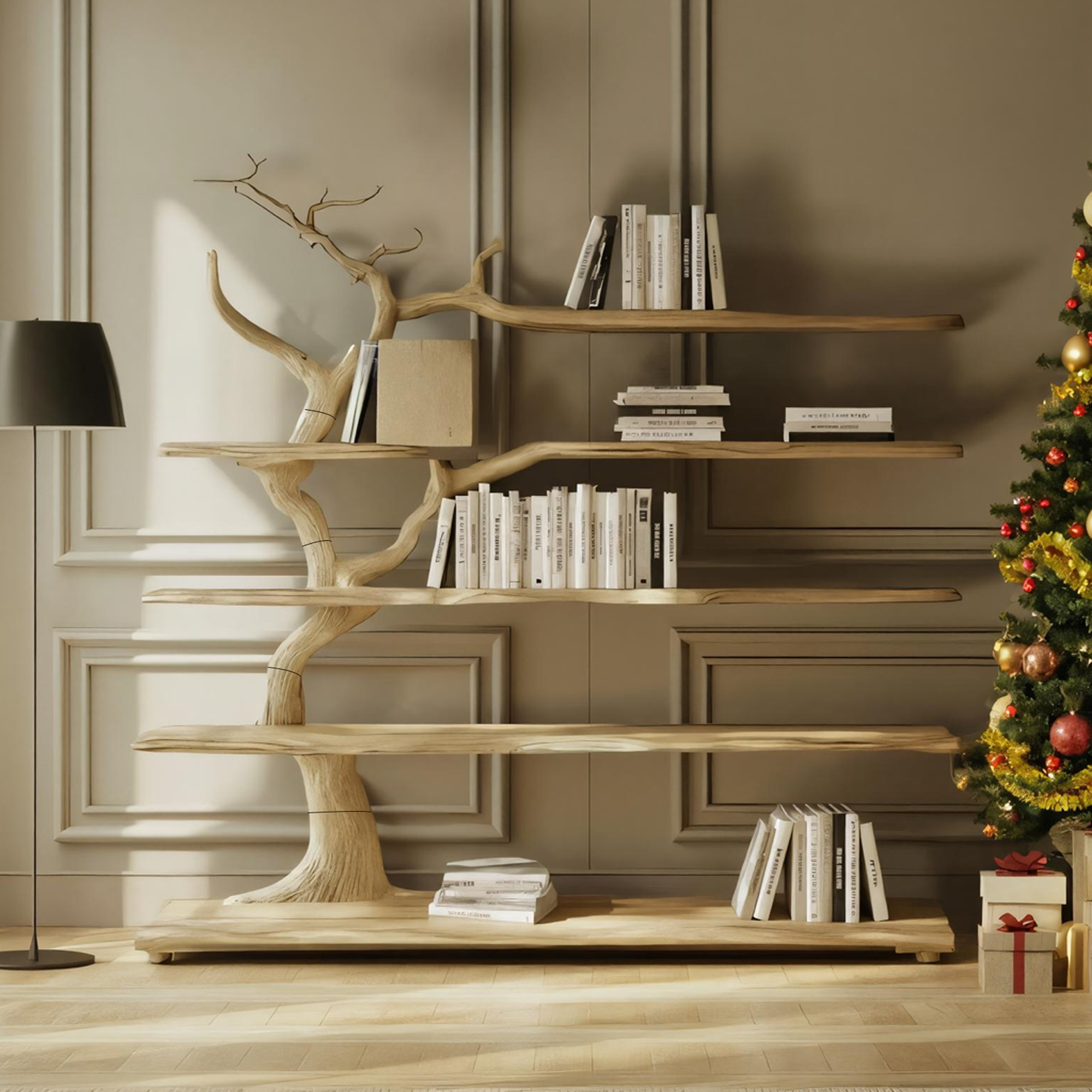 Rustic Organic Decorative Tree Shelf Living Room Or Reading Room SINLKITB577