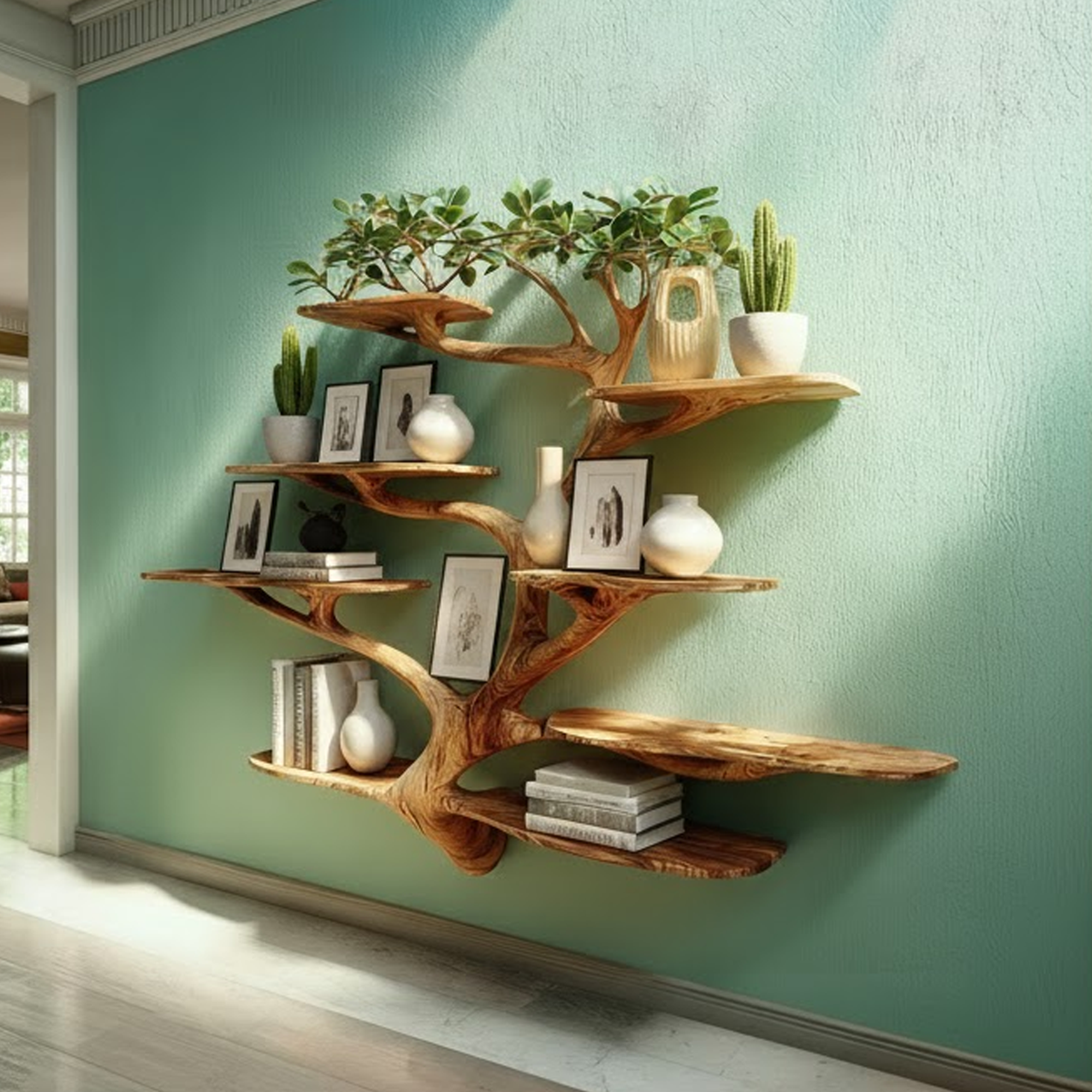 Rustic Organic Tree Branch Shelf Living Room Or Office SINLKITB600