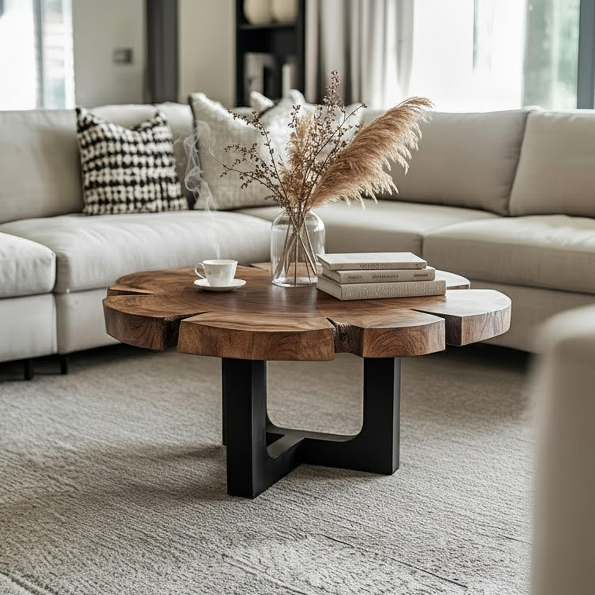 Rustic Live Edge Coffee Table Living Room SINLKICF260