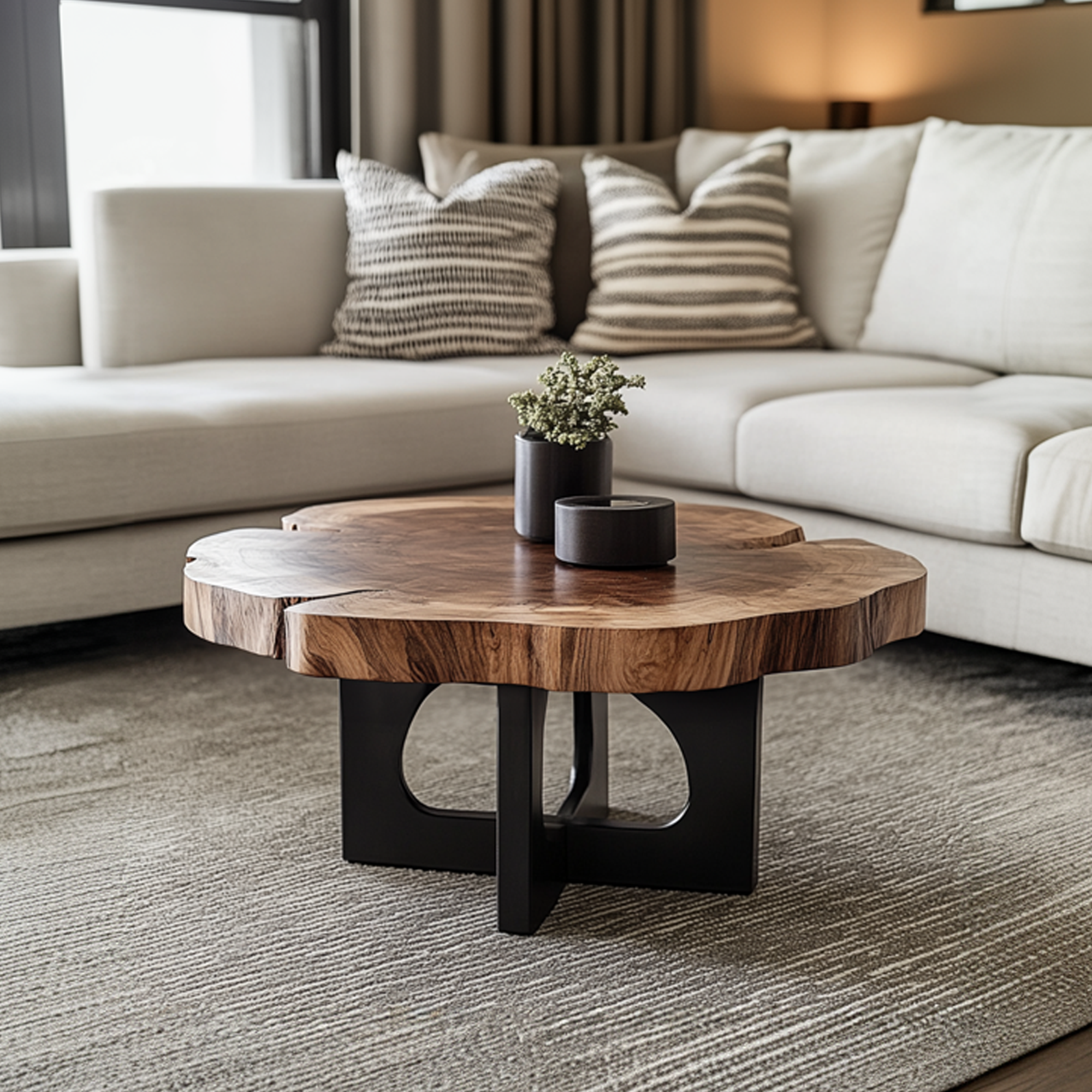 Natural Live Edge Coffee Table Living Room Interior SINLKICF261