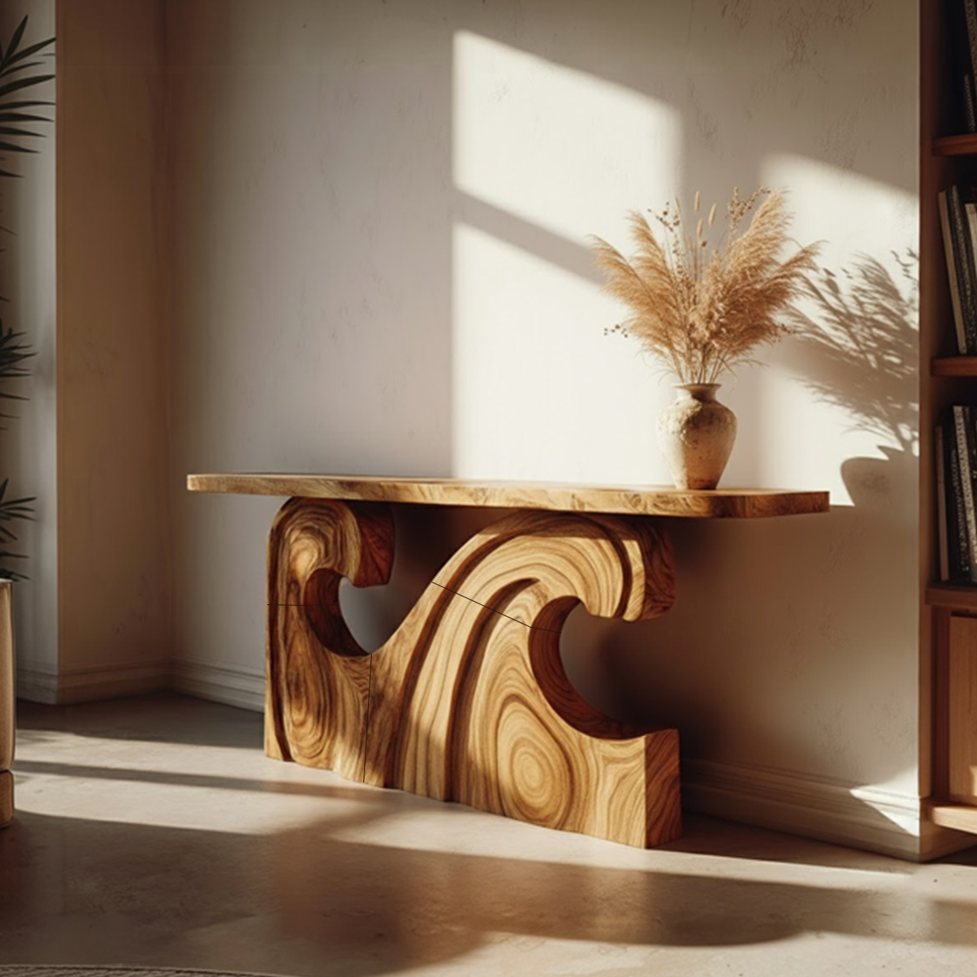 Mid Century Modern Console Table Unique Wave Design Entryway SINLKICS402