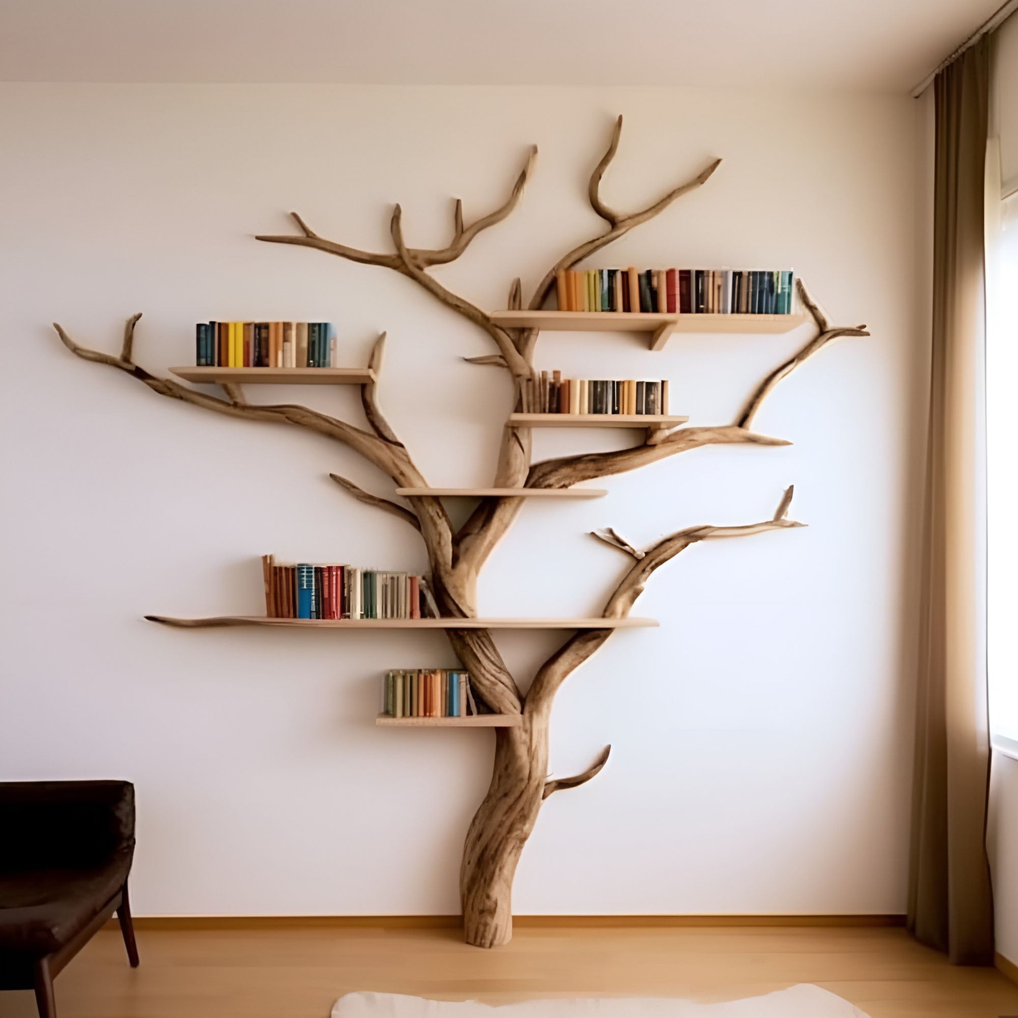 Elegant Wild Mulberry Tree Bookshelf Floating Shelves Live Edge SINLTB033