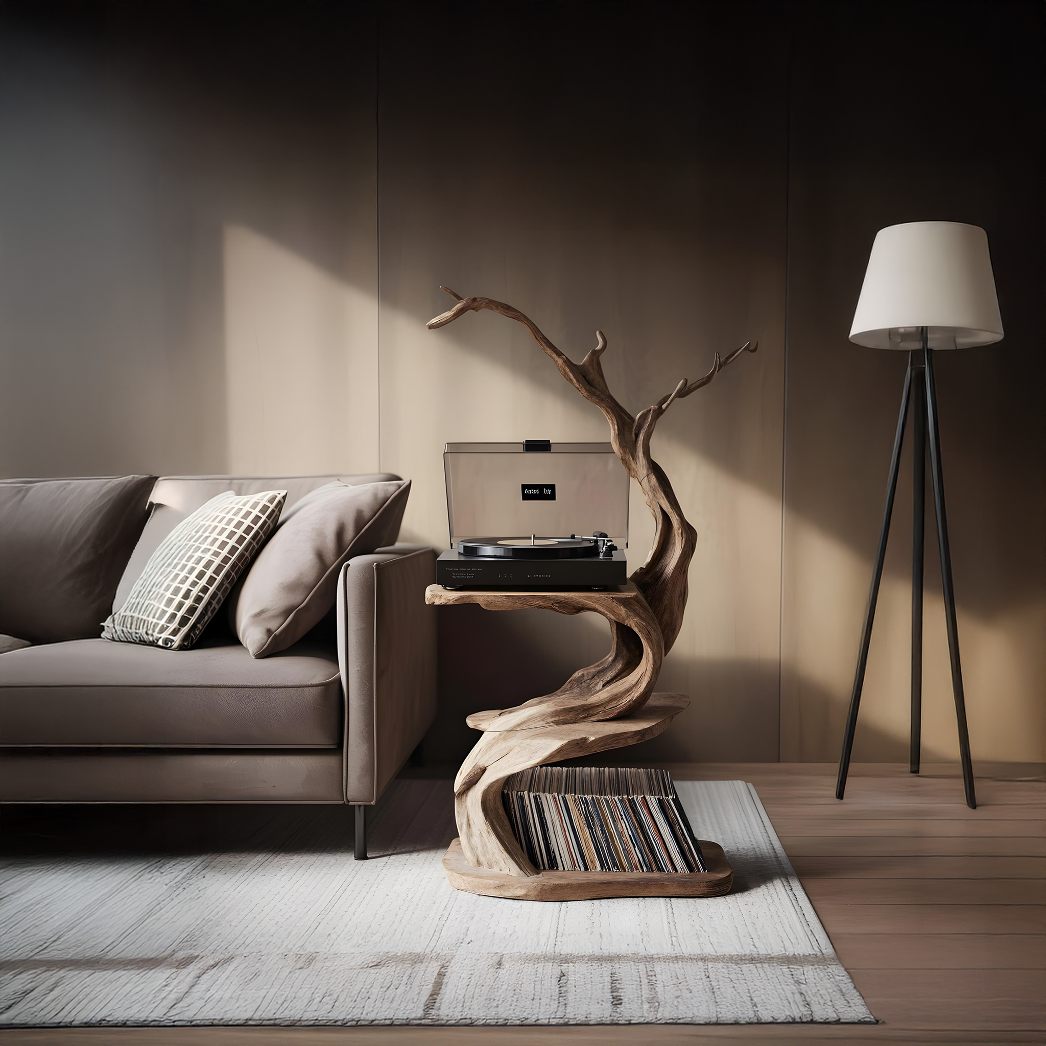 Rustic Record Stand Industrial Living Room Furniture SILDTRPT028