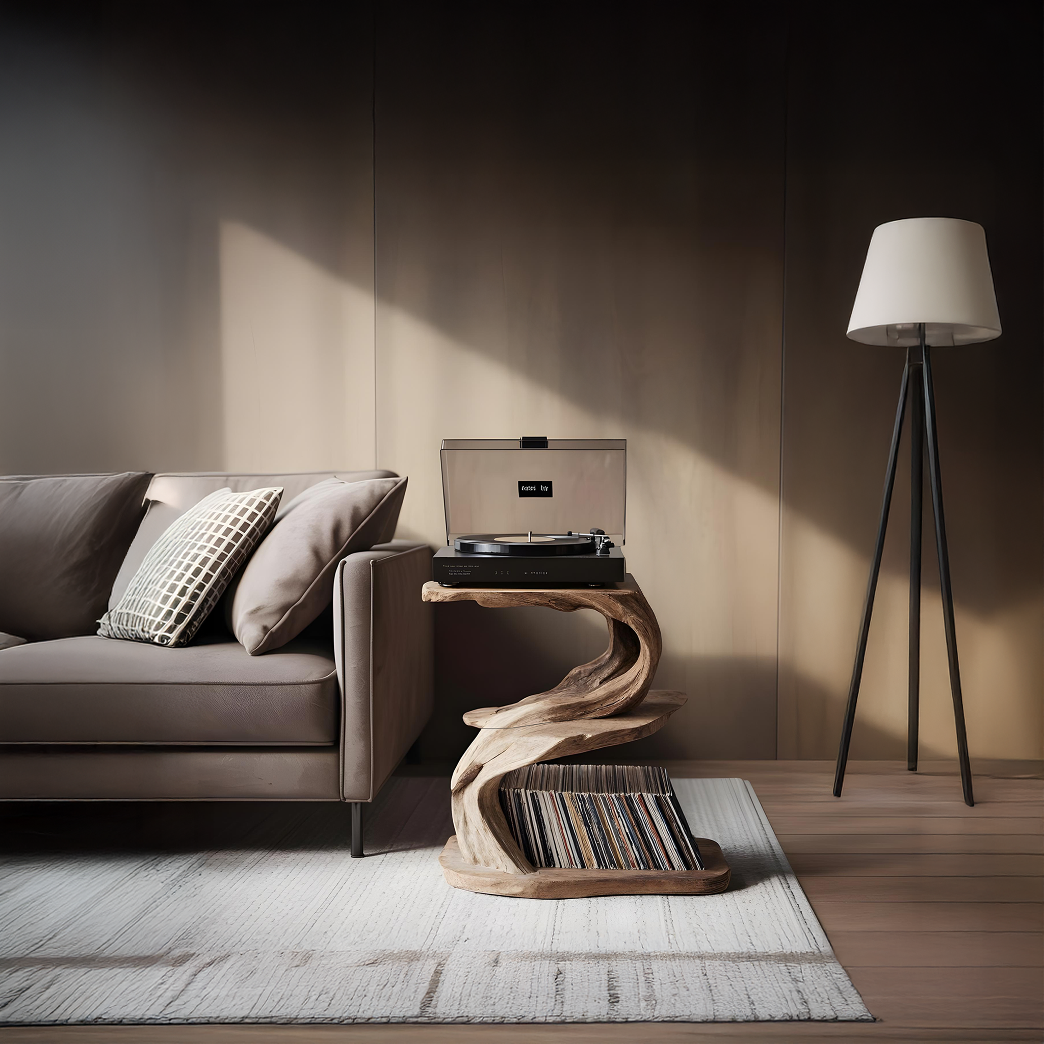 Rustic Record Stand Industrial Living Room Furniture SILDTTNRPT010