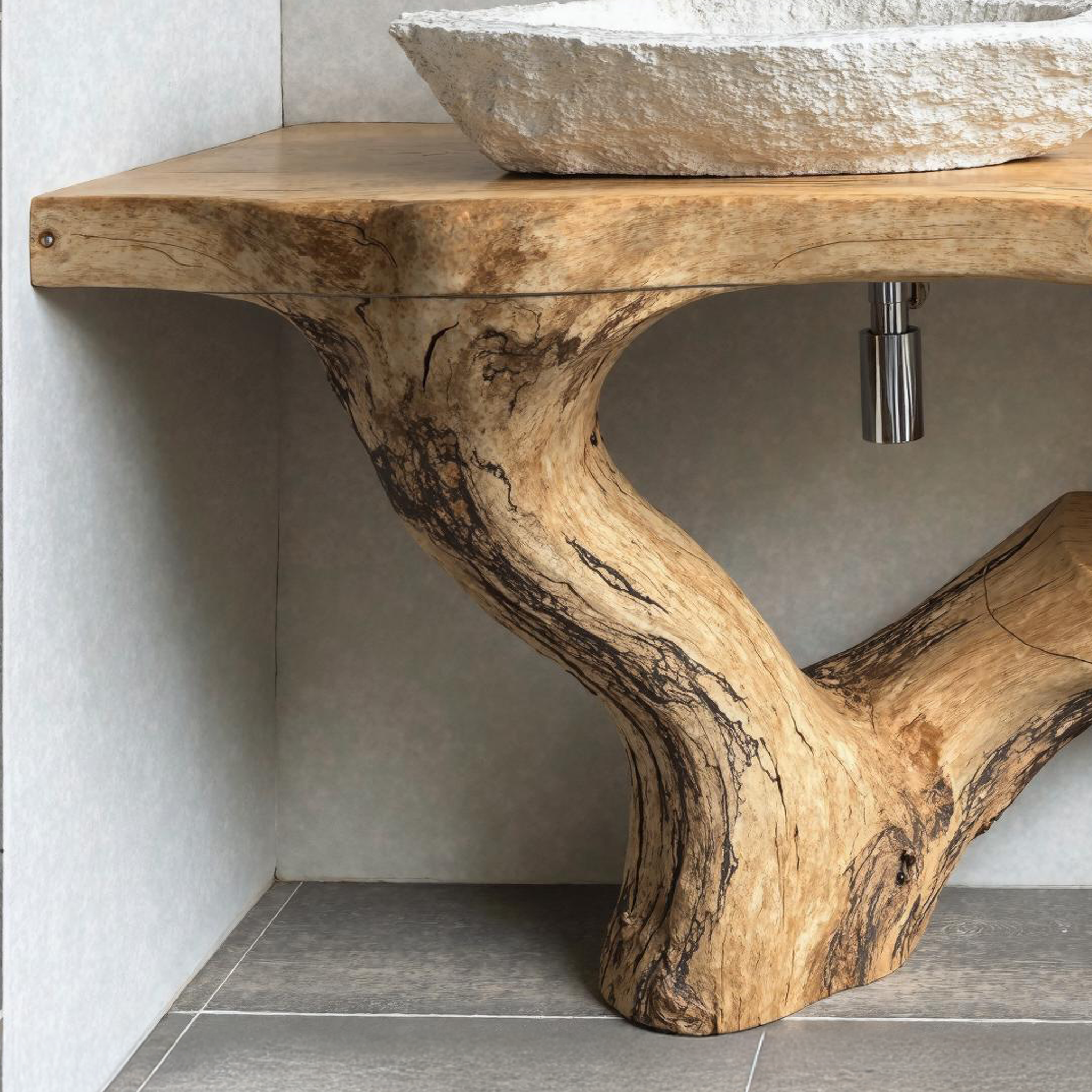 Natural Wood Bathroom Vanity With Open Shelving For Rustic Spaces SILDTBRV160