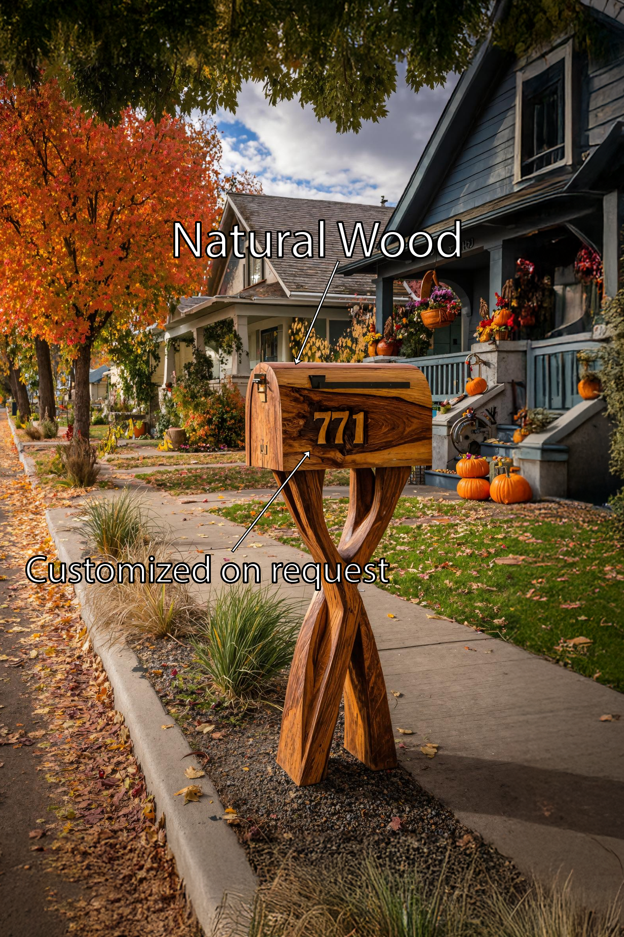 Mid Century Wooden Sculpture Mailbox For Garden Rustic Decoration SILDTTRMB013