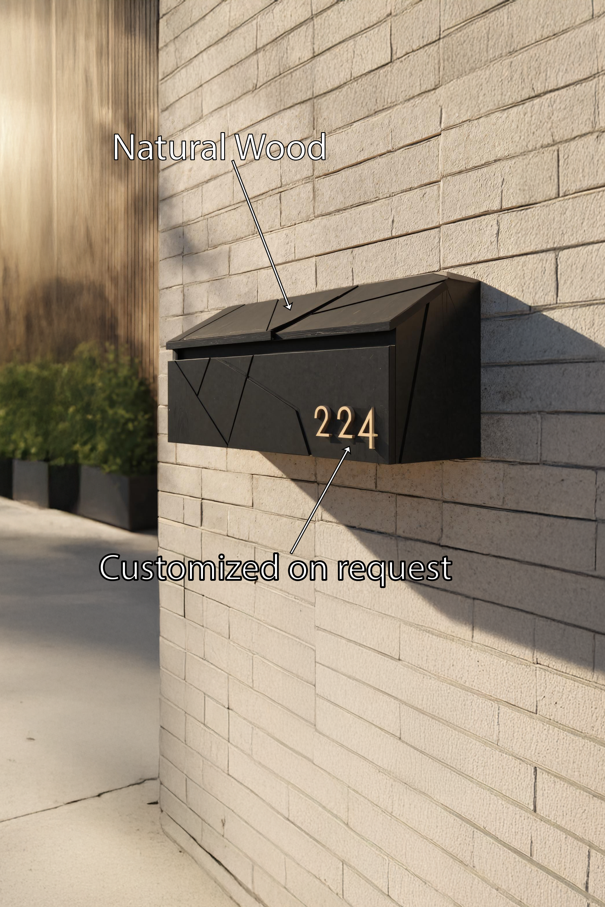 Mid Century Wooden Sculpture Mailbox For Garden Patio Outdoor Accent SILDTTRMB025