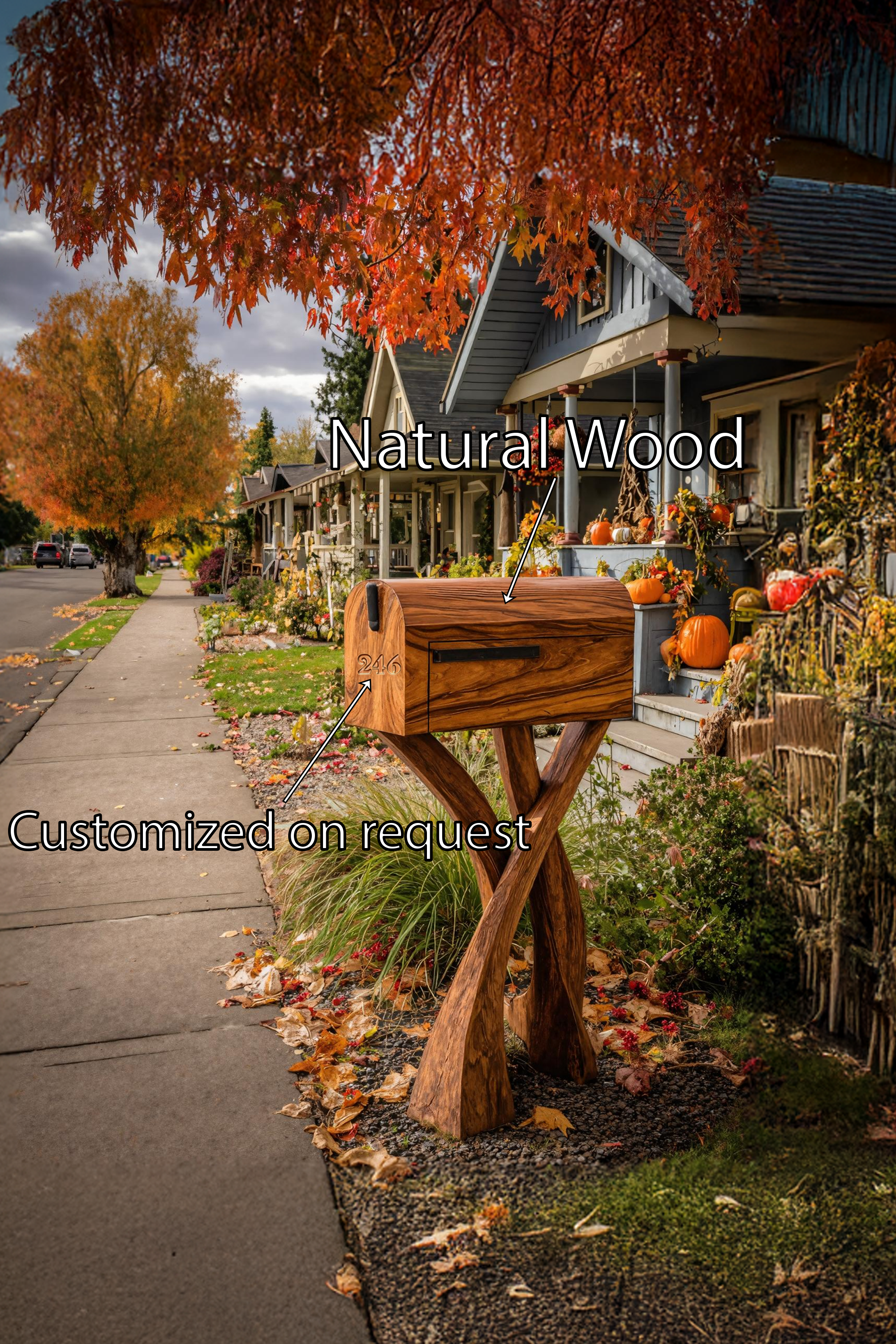 Handcrafted Wooden Sculpture Mailbox For Garden Furniture Accent SILDTTRMB015