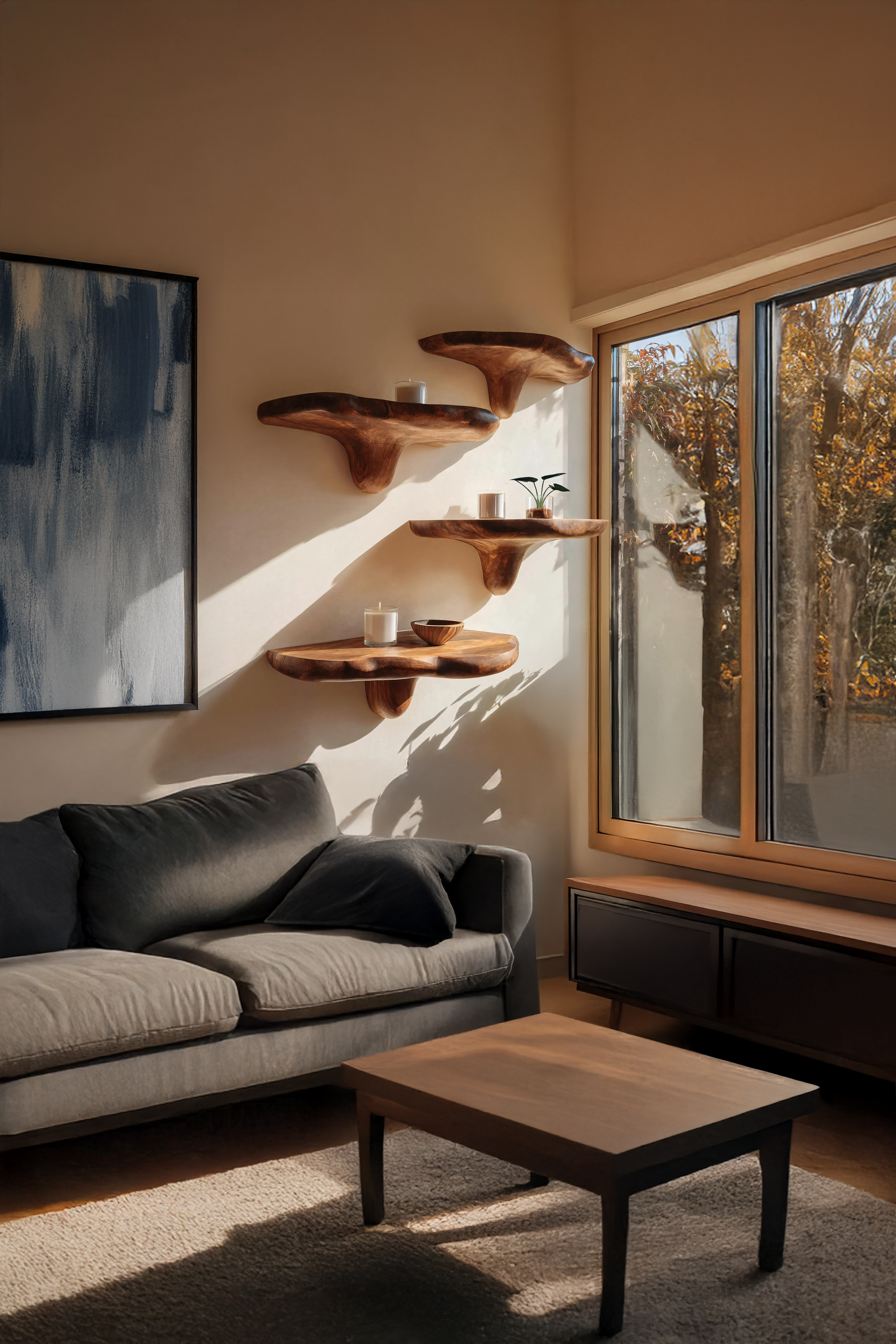 Handcrafted Live Edge Mushroom Shelf For Unique Entryway Design SILDTTNMR010
