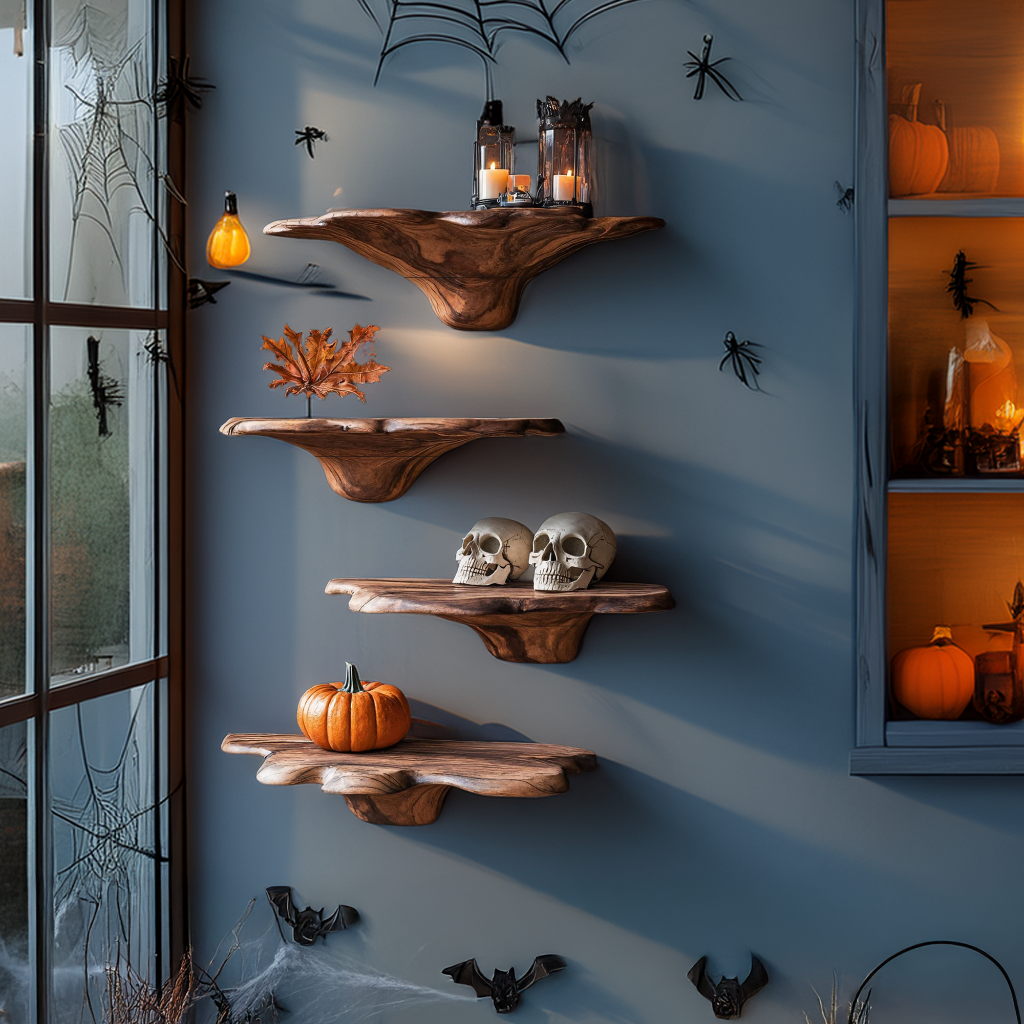 Mid Century Wooden Mushroom Shelf For Halloween Living Room SILDTTRHMR001