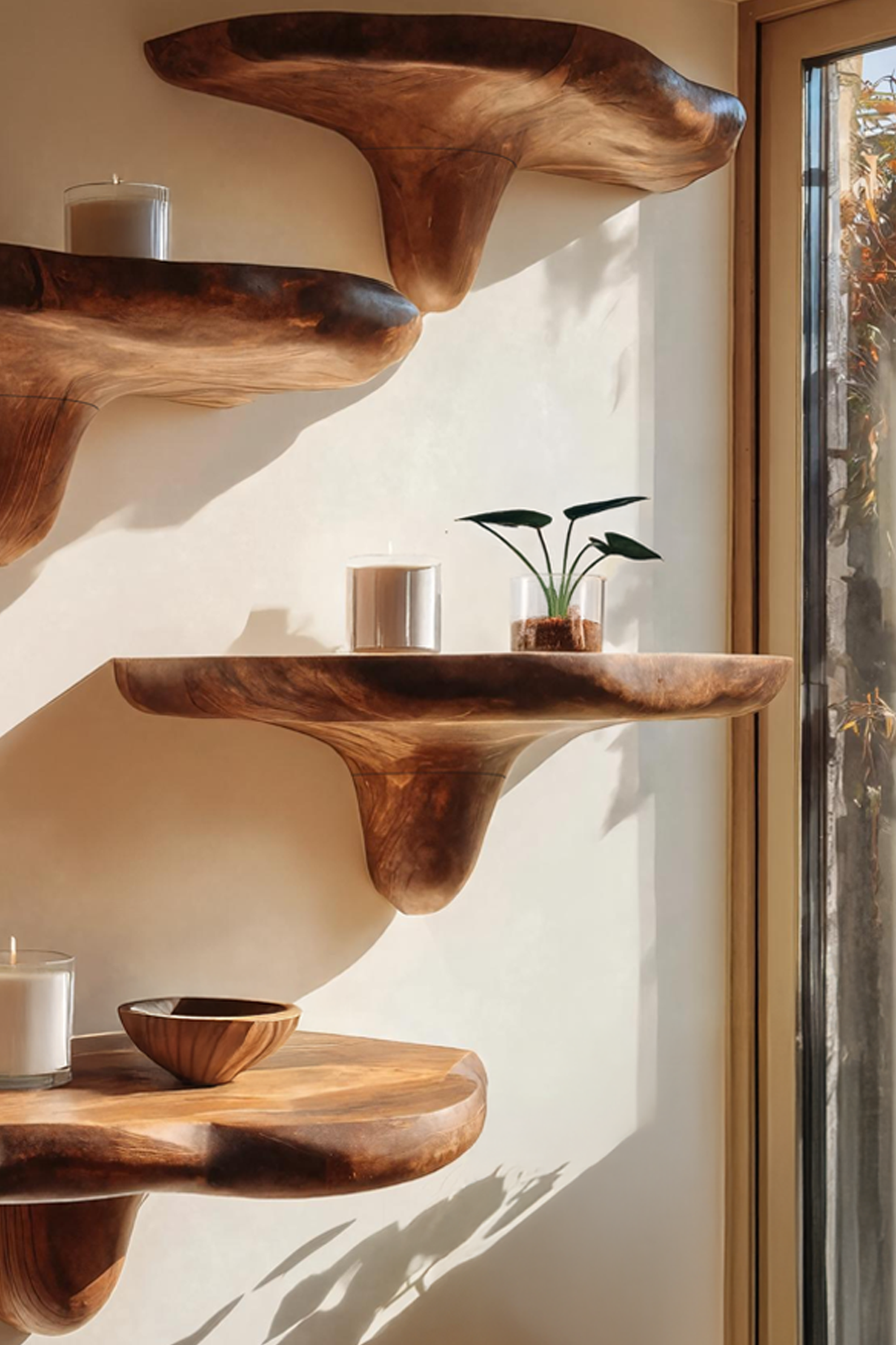 Handcrafted Live Edge Mushroom Shelf For Unique Entryway Design SILDTTNMR010