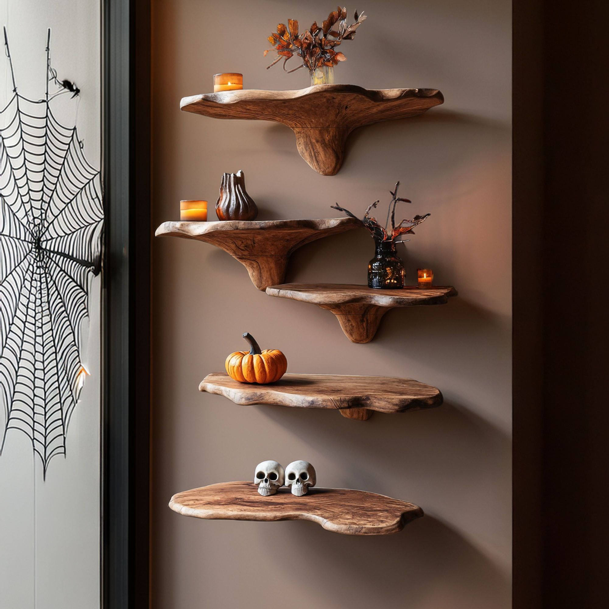 Mid Century Solid Wood Mushroom Shelf Halloween Wall Decor SILDTTRHMR005